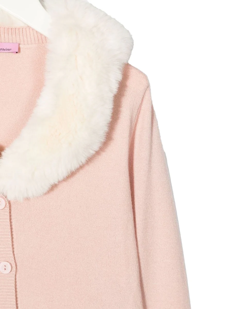 Miss Blumarine Kids' Faux Fur Collar Cardigan - Image 3