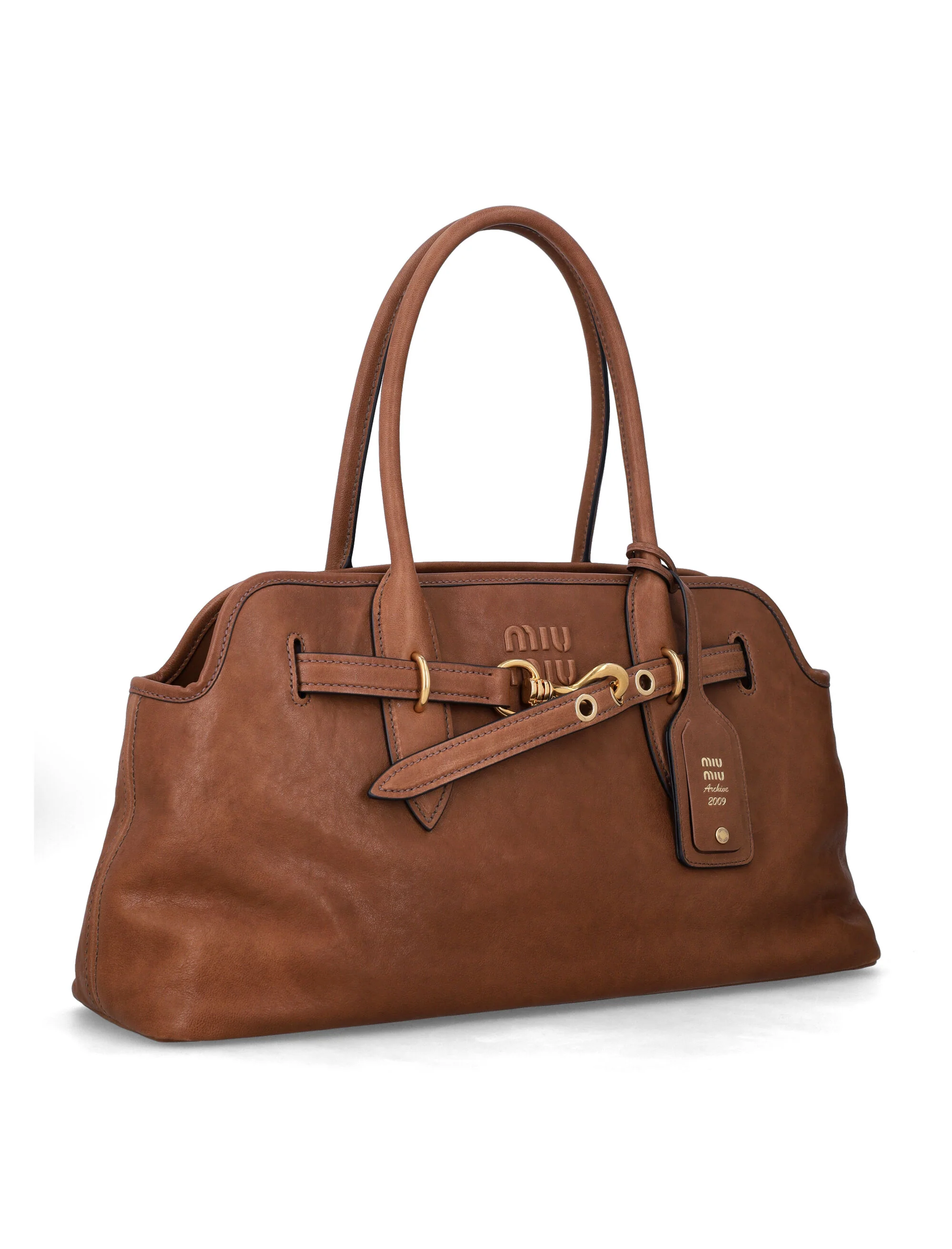 Miu Miu Aventure Mini Leather Handbag with Removable Charm & Snap-Hook Closure (22.5cm x 44cm x 14.5cm) - Image 2