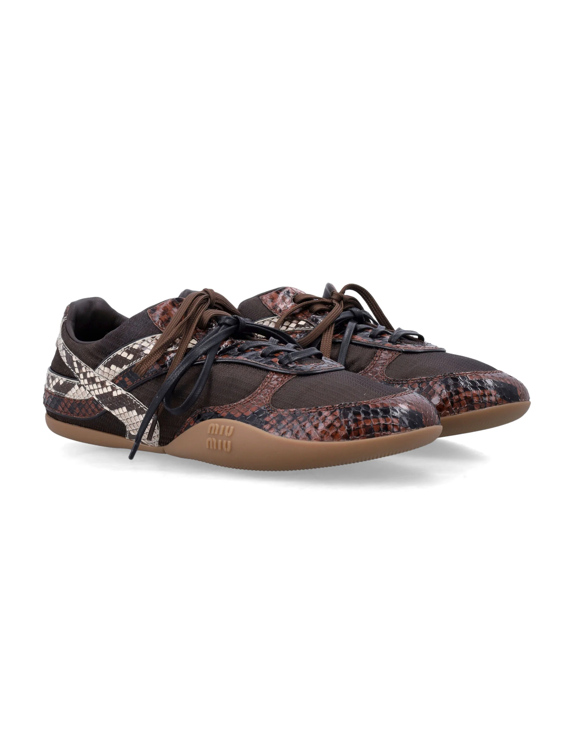 Miu Miu Gymnasium Technical Fabric and Python Low-Top Sneakers - Image 3