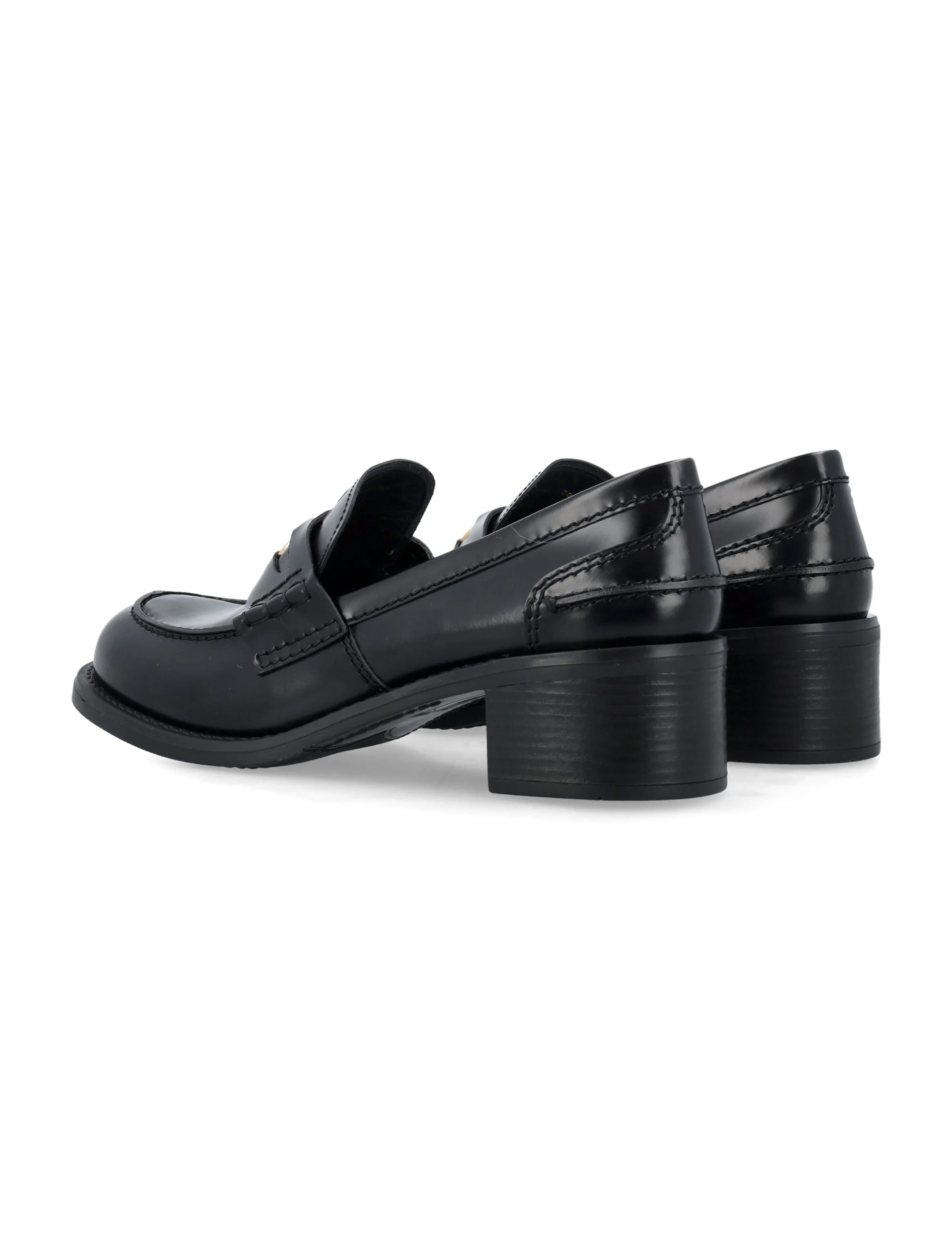 Miu Miu Mini Penny Loafer with Gold-Tone Saddle Strap and Block Heel - Image 4