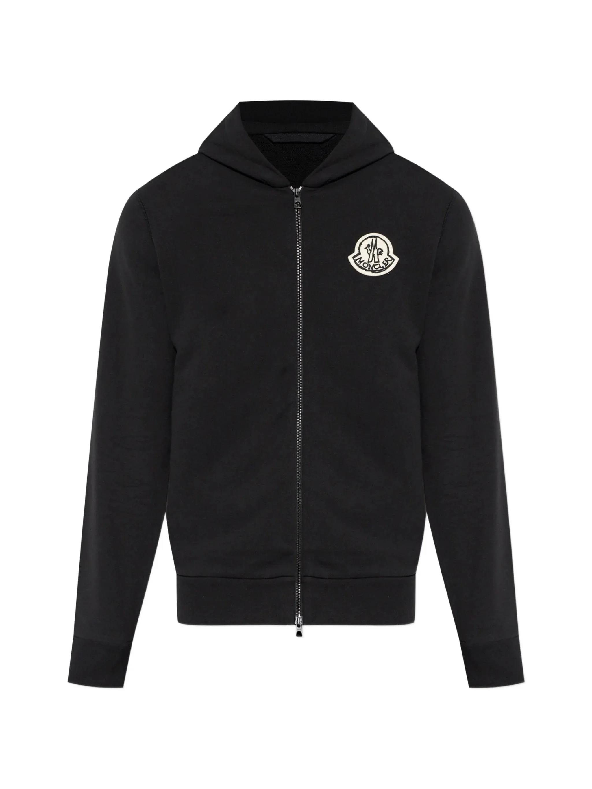 Moncler Casual Cotton Hoodie with Zip Closure and Logo Detail - Size L