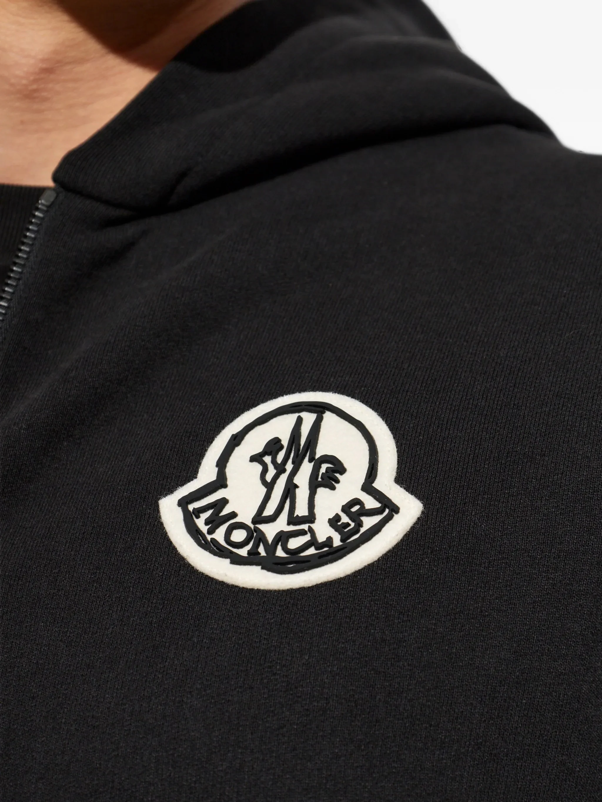 Moncler Casual Cotton Hoodie with Zip Closure and Logo Detail - Size L - Image 5