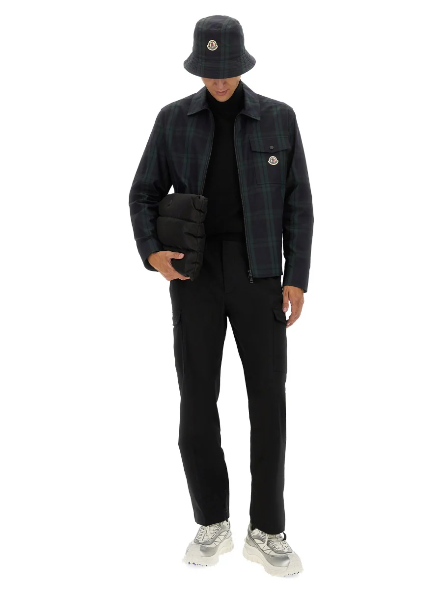 MONCLER Checked Cotton Gabardine Zip-Up Shirt Jacket - Image 2