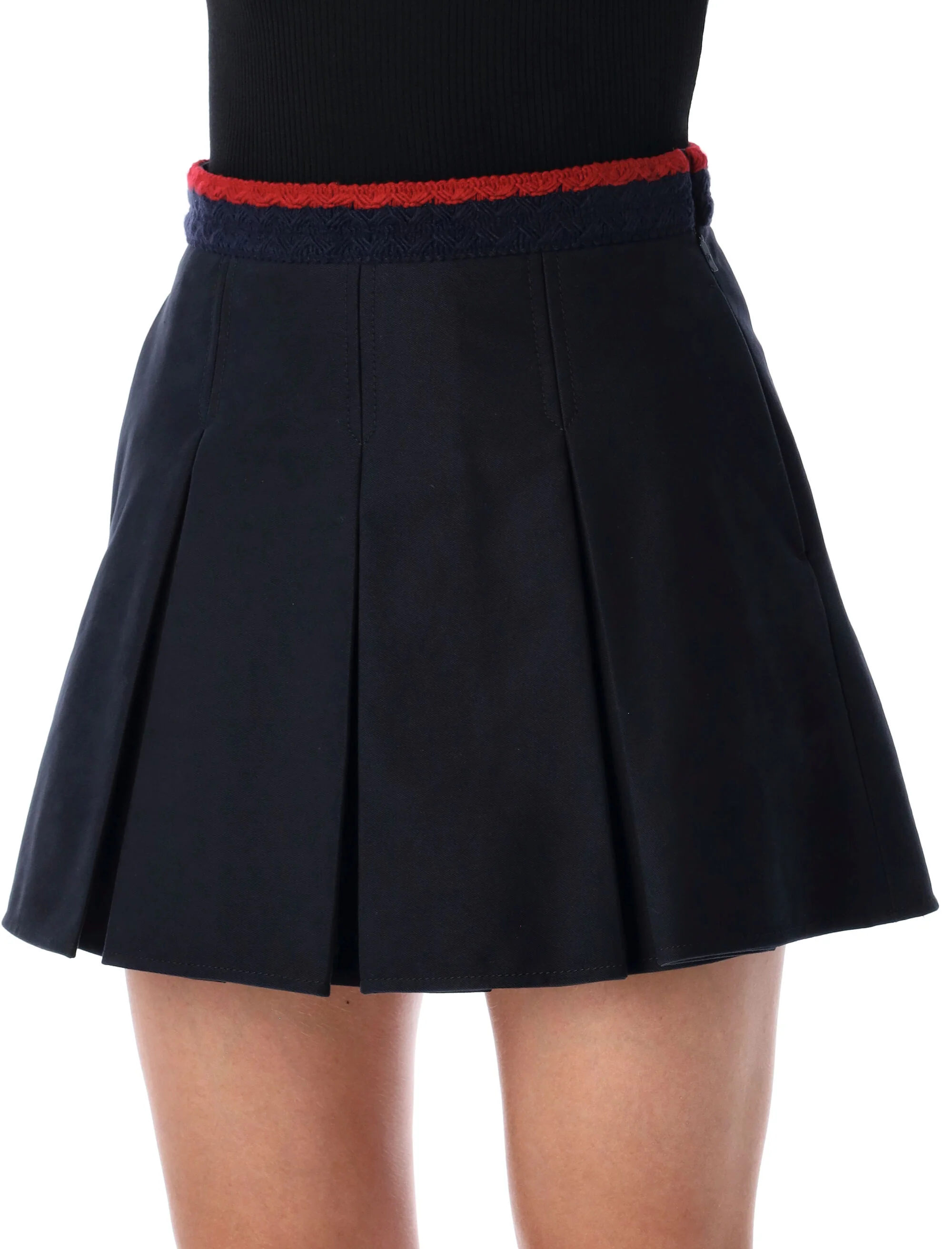 Moncler Cotton Gabardine Pleated Mini Skirt - Image 3