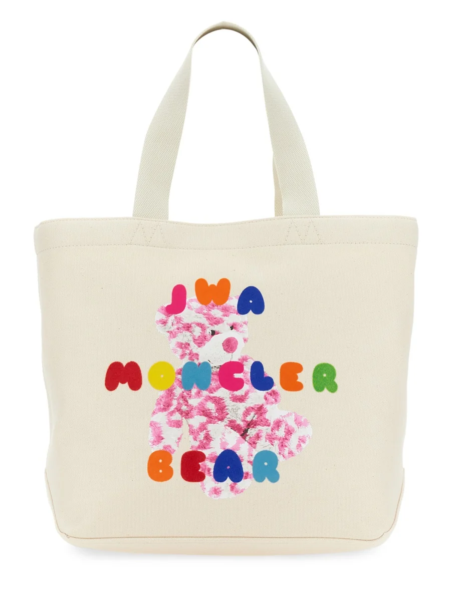 MONCLER GENIUS Cotton Canvas Shopping Bag with Front Print, Leather Logo Patch at the Back and a Double Handle