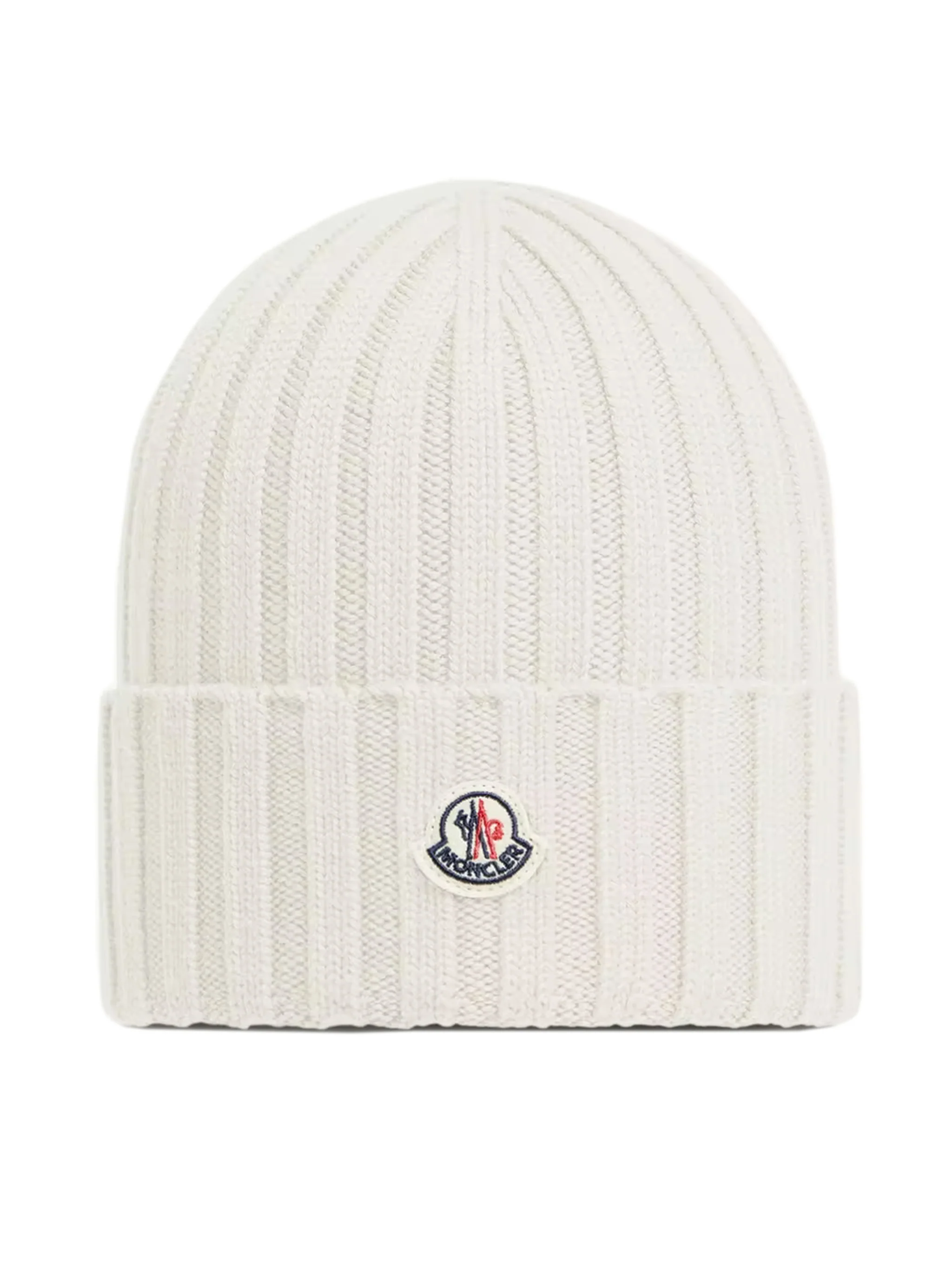 Moncler Women's Rib Knit Logo Patch Beanie, Gauge 5, 100% Virgin Wool