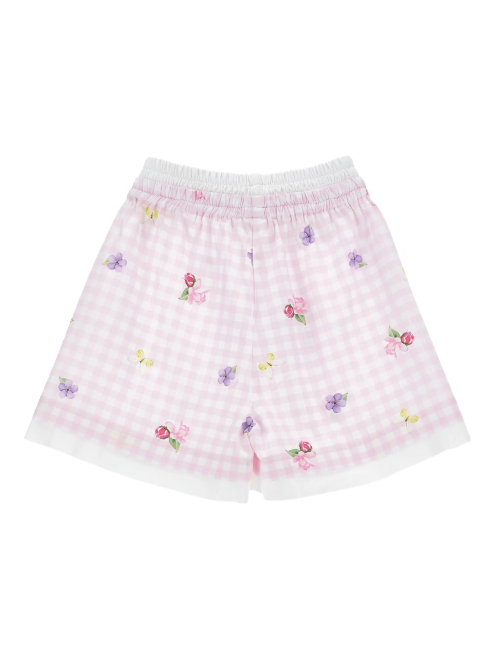 Monnalisa Gingham Floral Mini Shorts with Elegant Waistband - Image 2