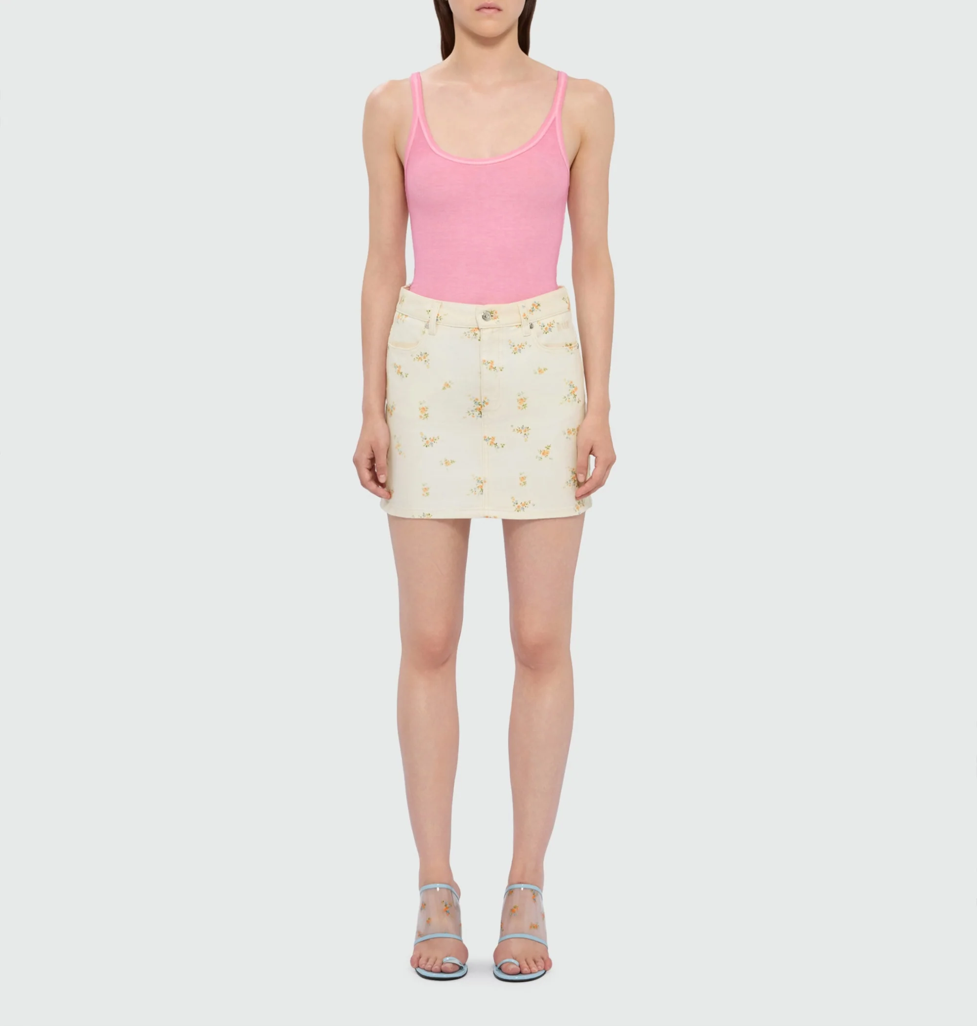 MSGM Cotton Canvas Mini Skirt with Floral Print - Image 2