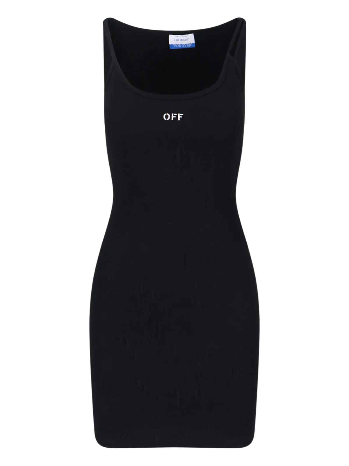 Off-white Cotton Stretch Marker-Detail Midi Dress
