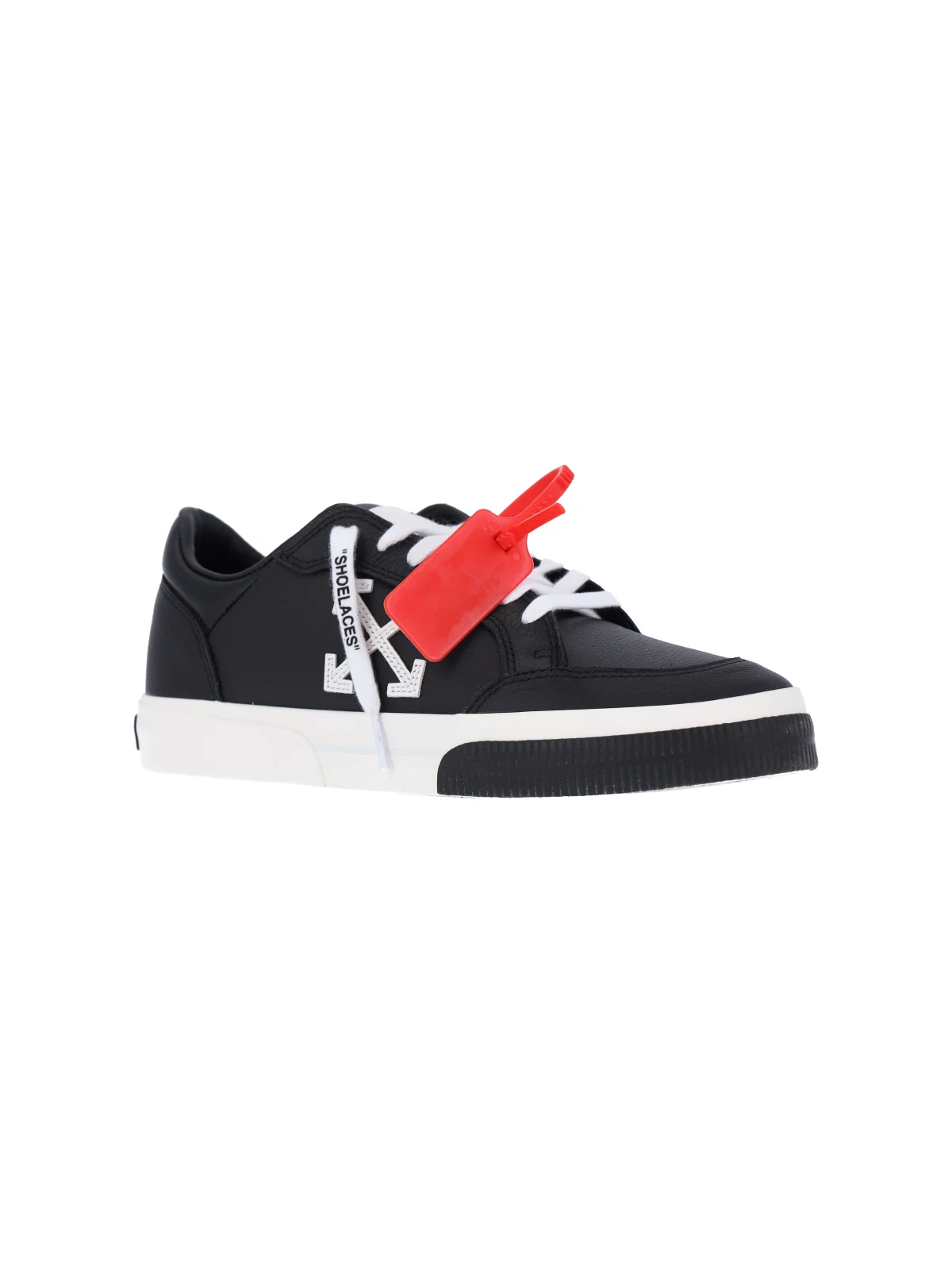 Off-white Leather & Cotton Sneakers with Rubber Sole - Image 2