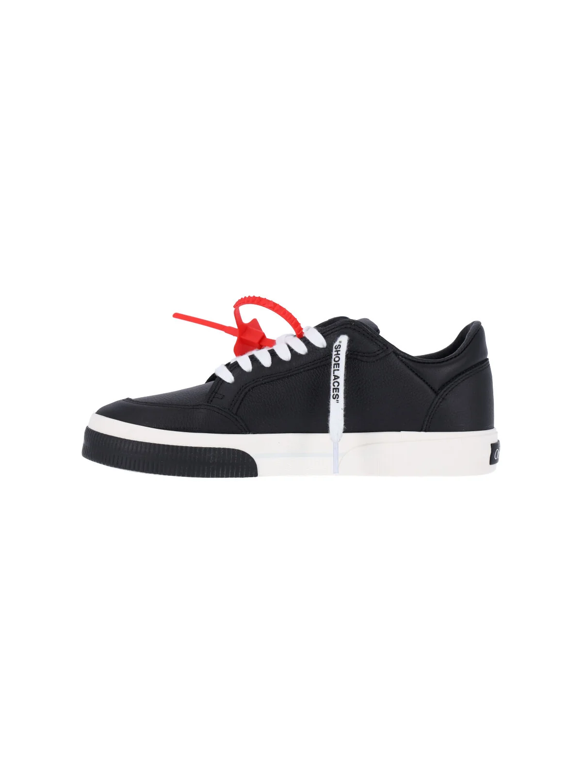 Off-white Leather & Cotton Sneakers with Rubber Sole - Image 3