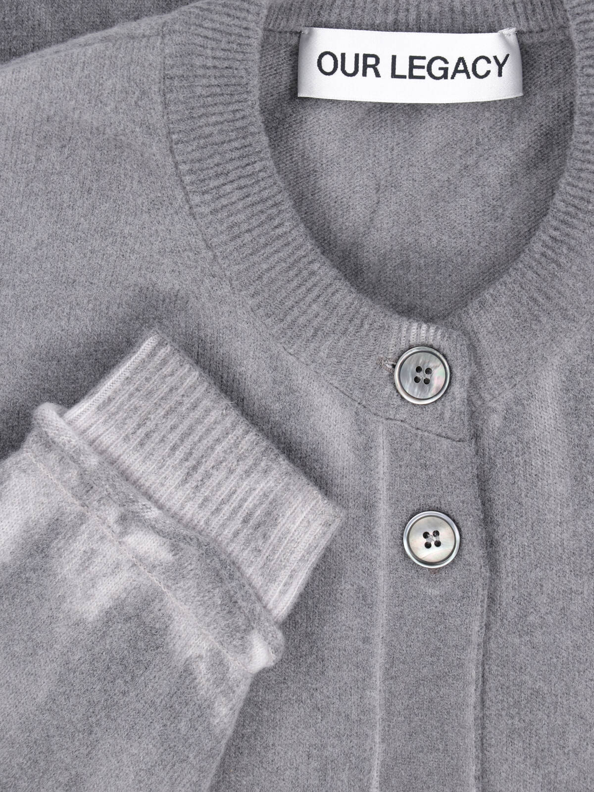 Our Legacy Cherub Spray-Dye Merino Wool Sweatshirt with Smoke Mother-of-Pearl Buttons - Image 3