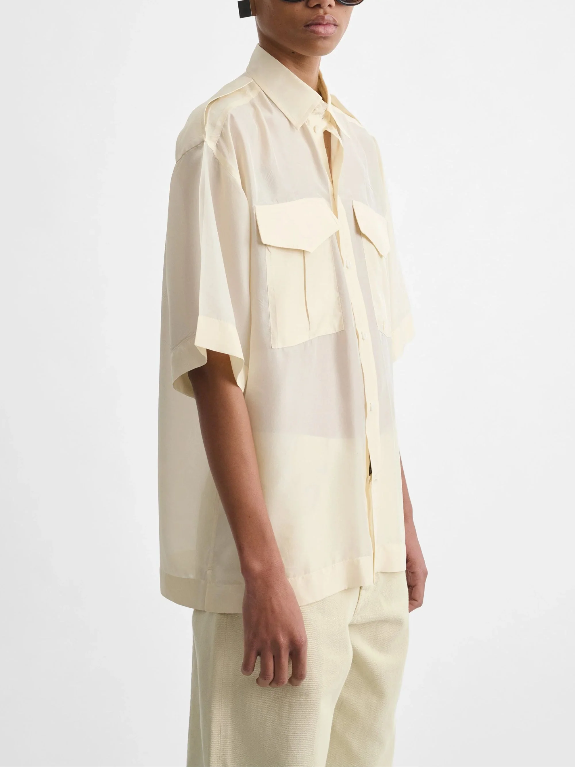 Phoebe Philo Silk Utility Lite Shirt with Short Sleeves - Image 4