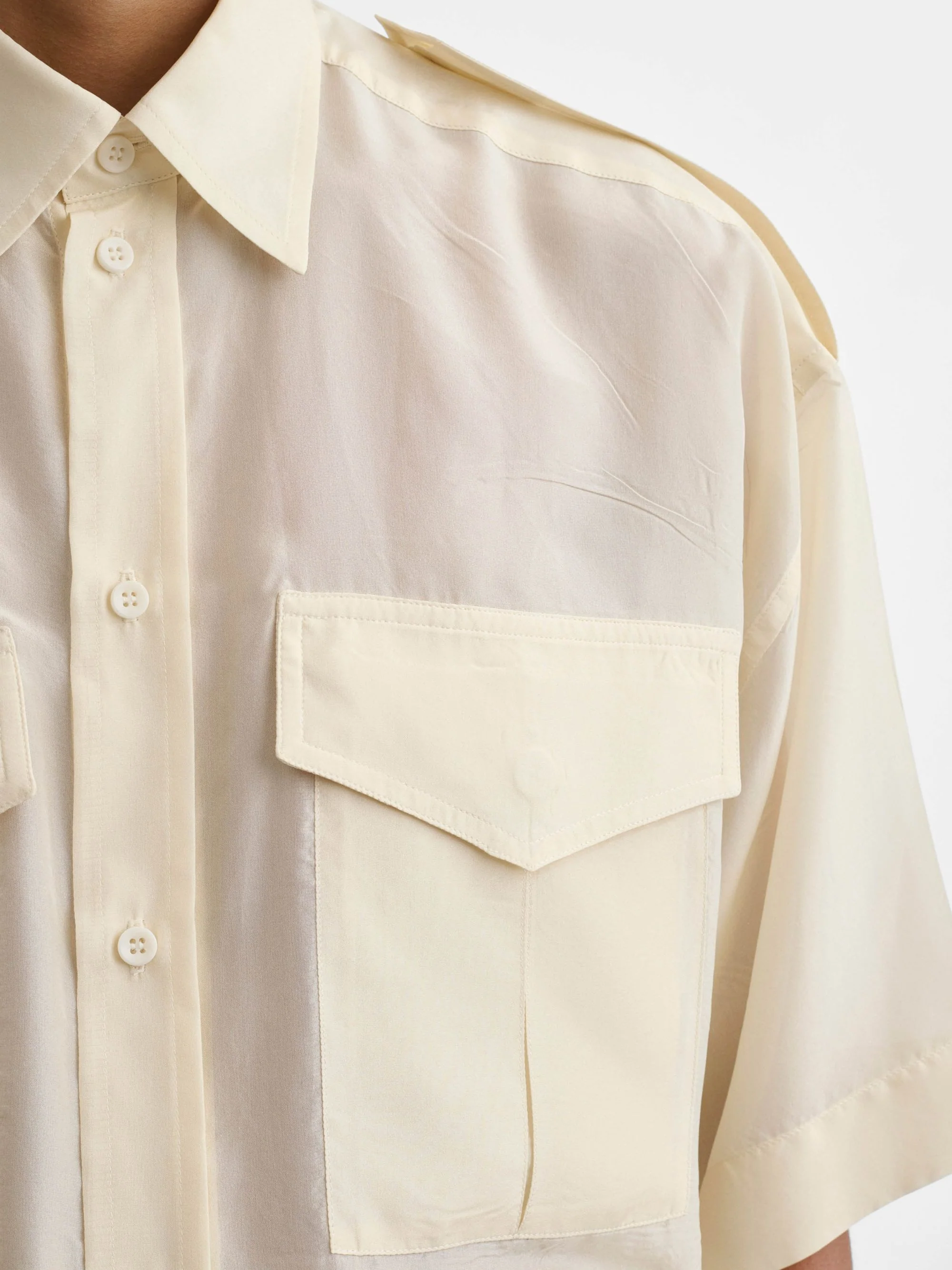 Phoebe Philo Silk Utility Lite Shirt with Short Sleeves - Image 6