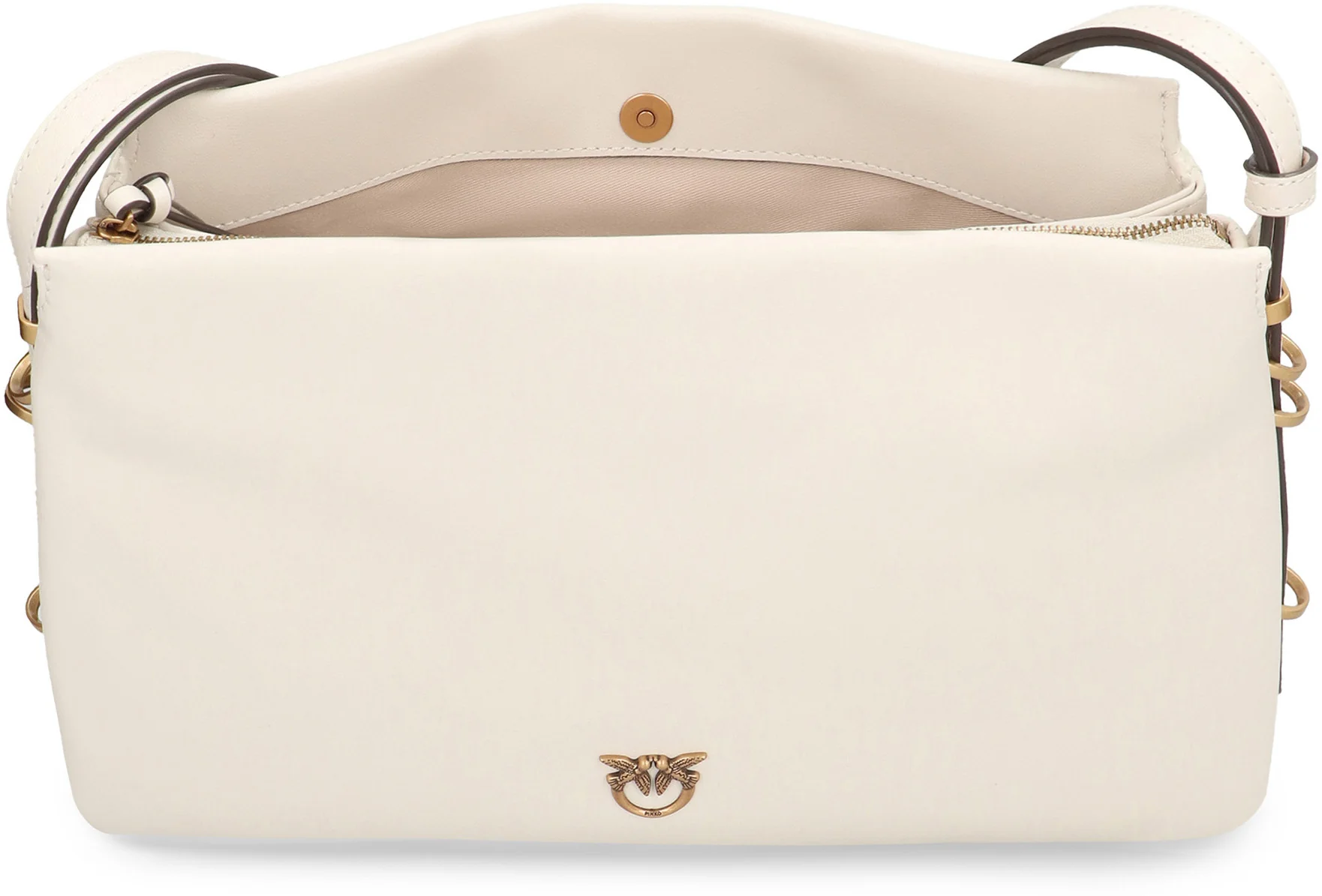 Pinko Three-Compartment Calf Leather Mini Crossbody Bag with Adjustable Shoulder Strap - Image 6