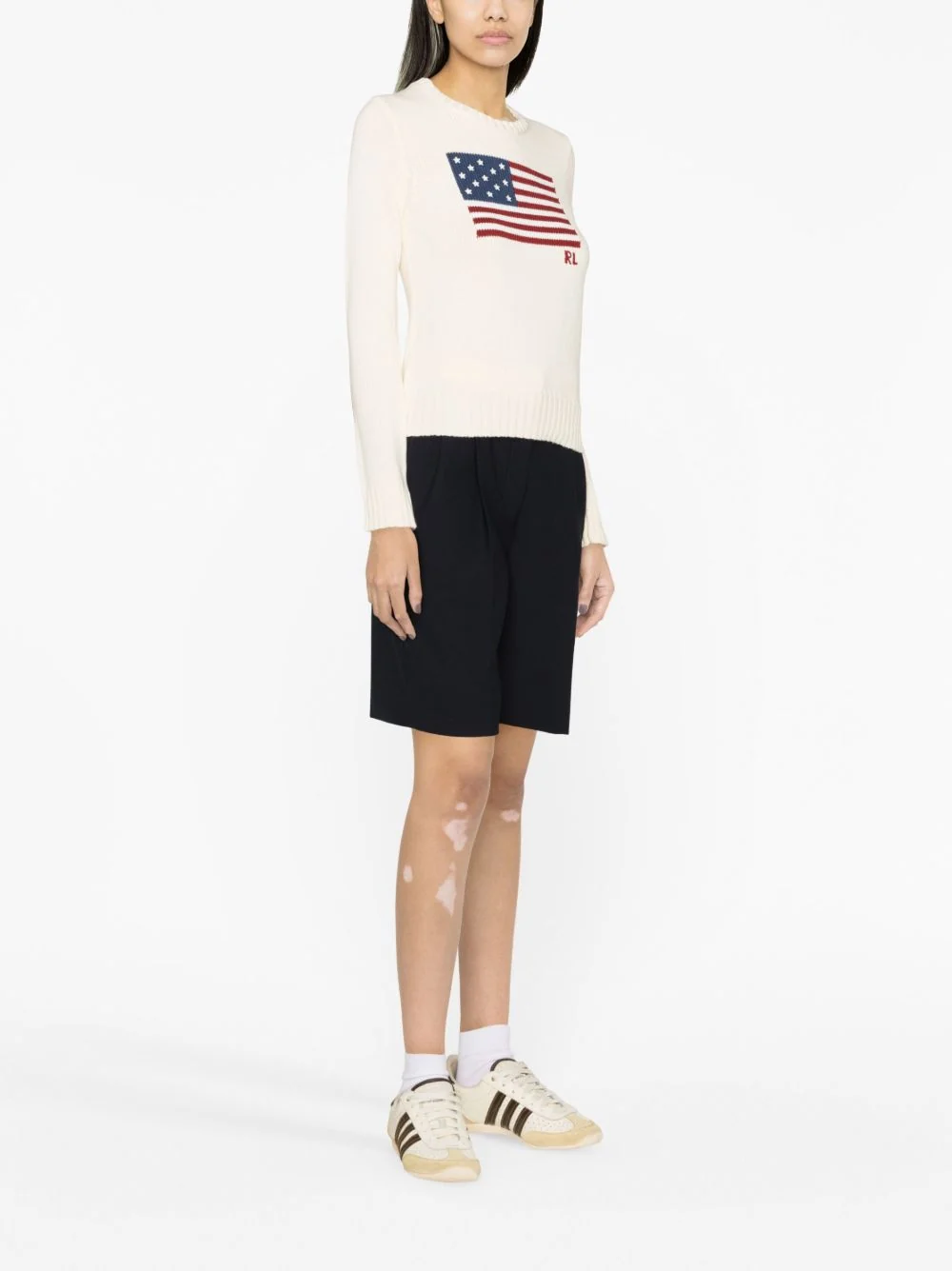 Polo Ralph Lauren Women’s American Flag Intarsia Crewneck Sweater with Embroidered Stars - Image 4