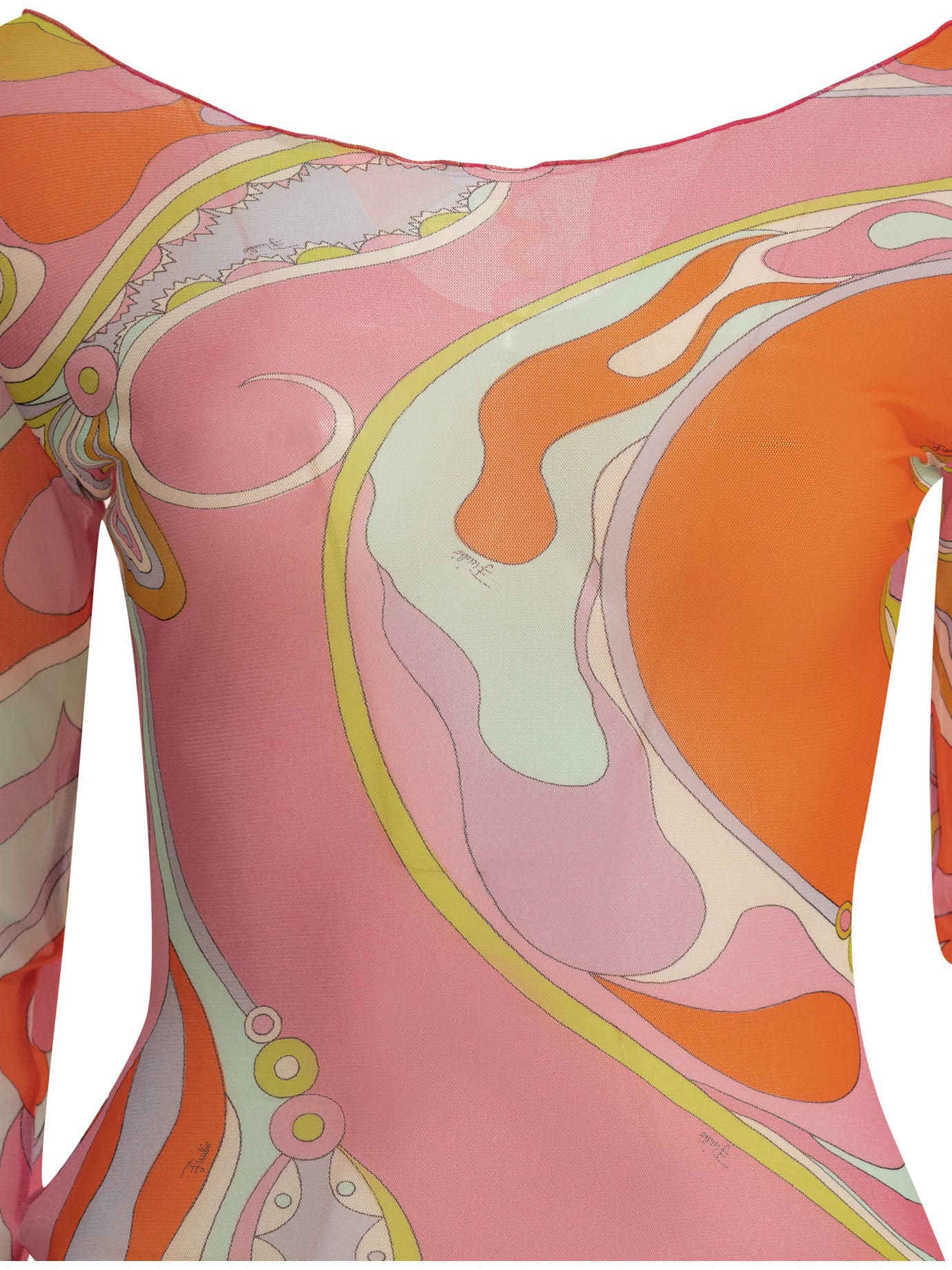 Pucci Fitted Long Sleeve Top with Boat Neckline - Image 5