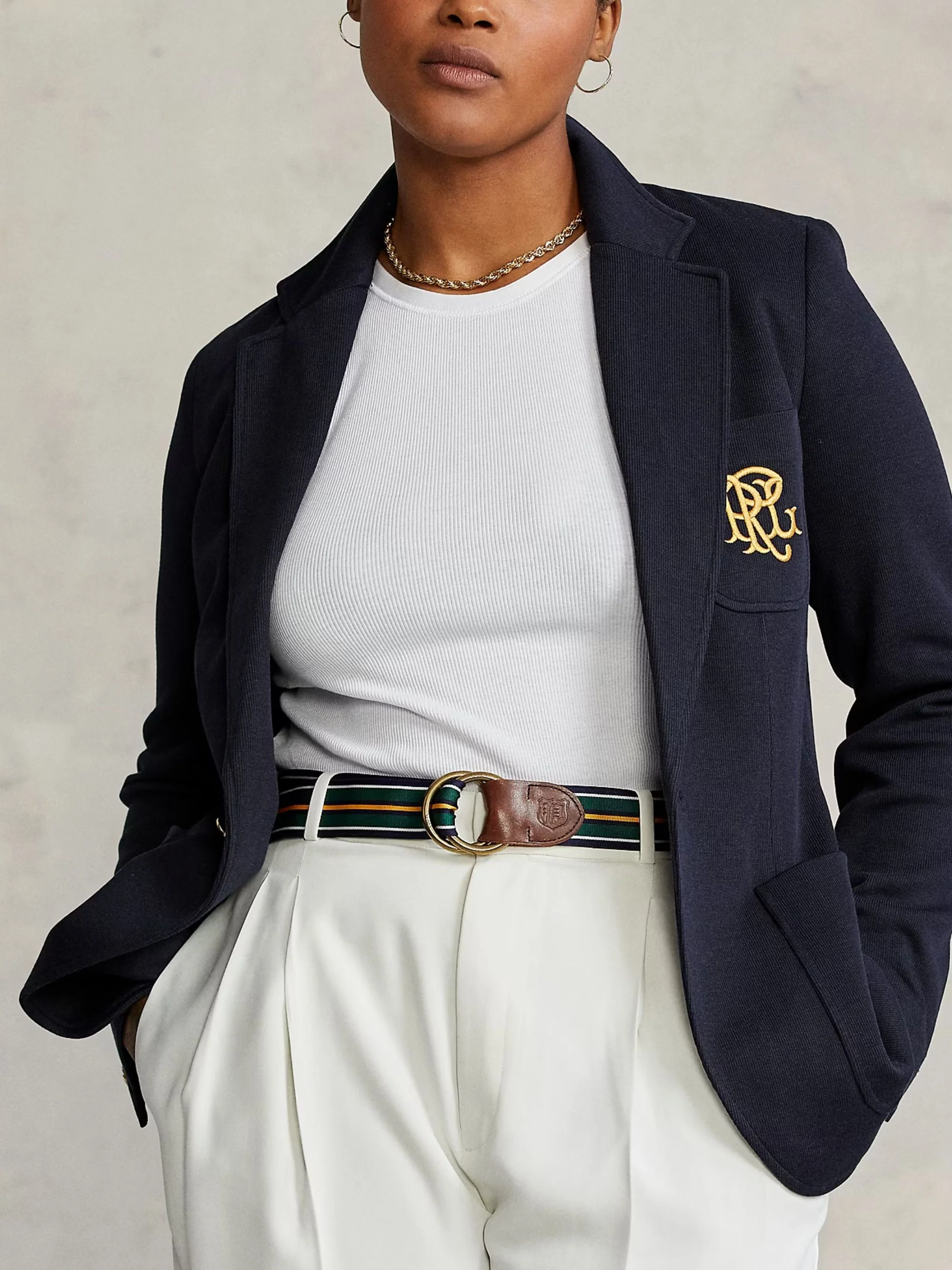 Ralph Lauren Monogram Mini Blazer with Gold Embroidered Logo - Image 6