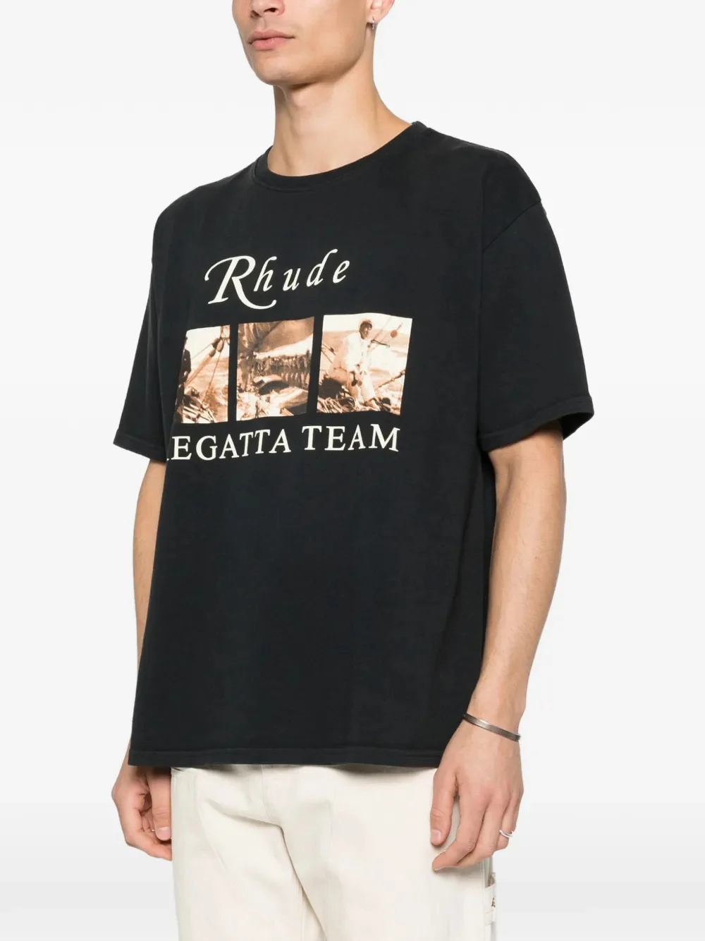 Rhude Classic Crew Neck T-Shirt with Front Print - Image 5