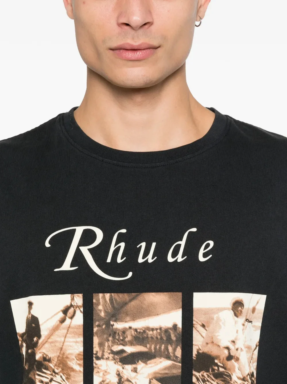 Rhude Men's Crew Neck T-Shirt with Front Print - Image 5