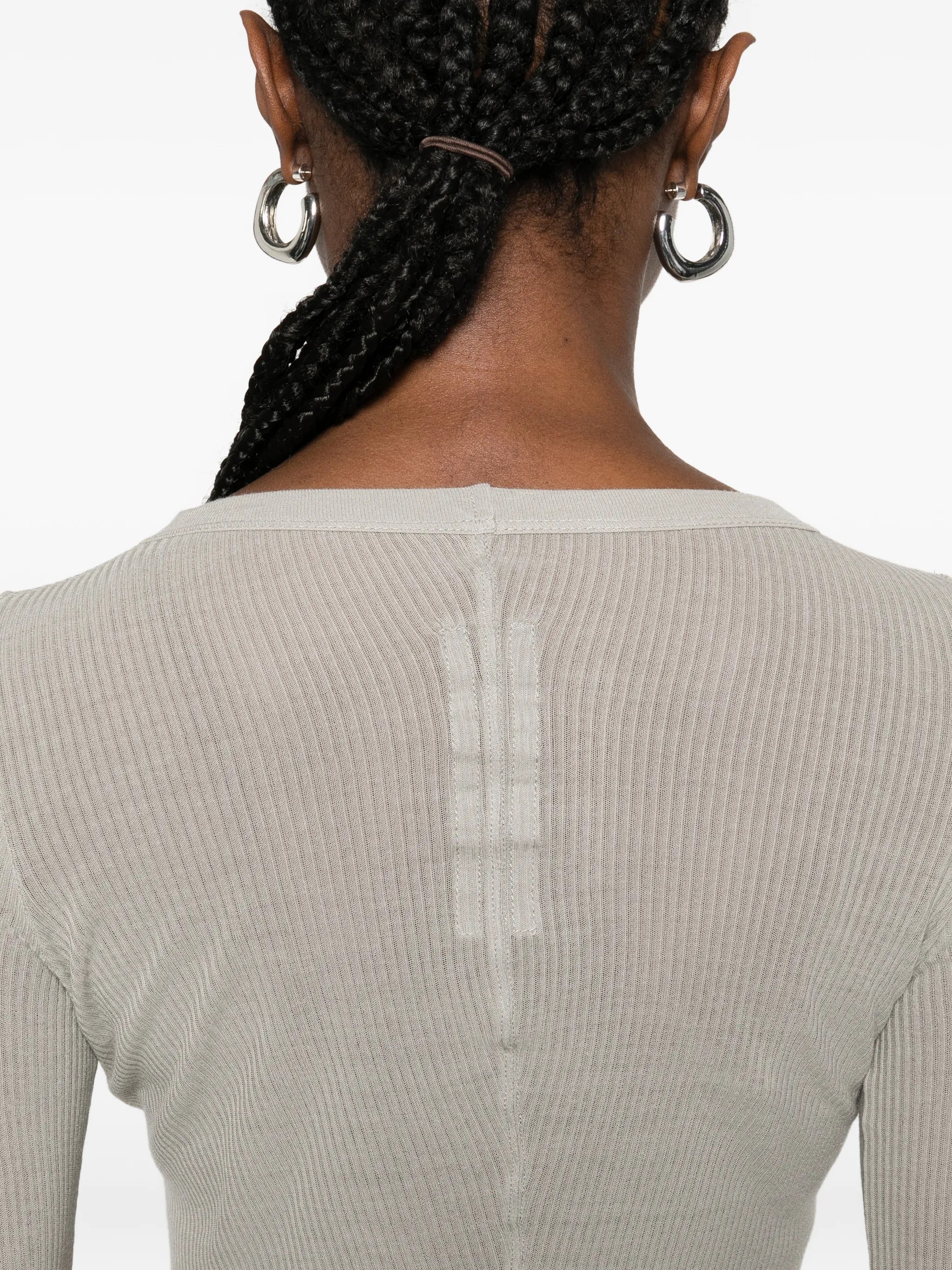 Rick Owens Cropped Round Neck Mini Long Sleeve T-Shirt - Image 5