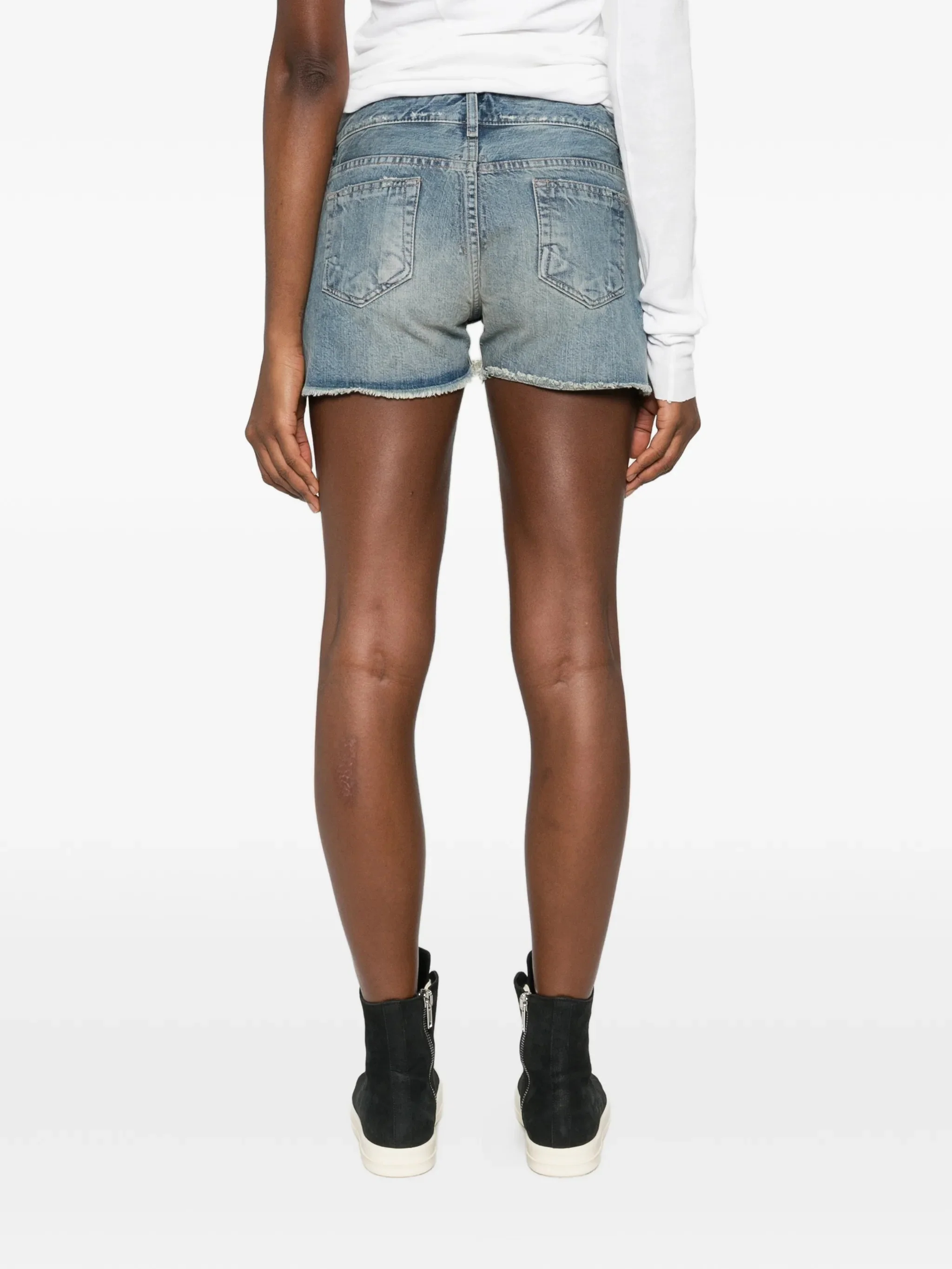 Rick Owens Drkshdw Front-Button Mini Shorts with Concealed Zip - Image 4