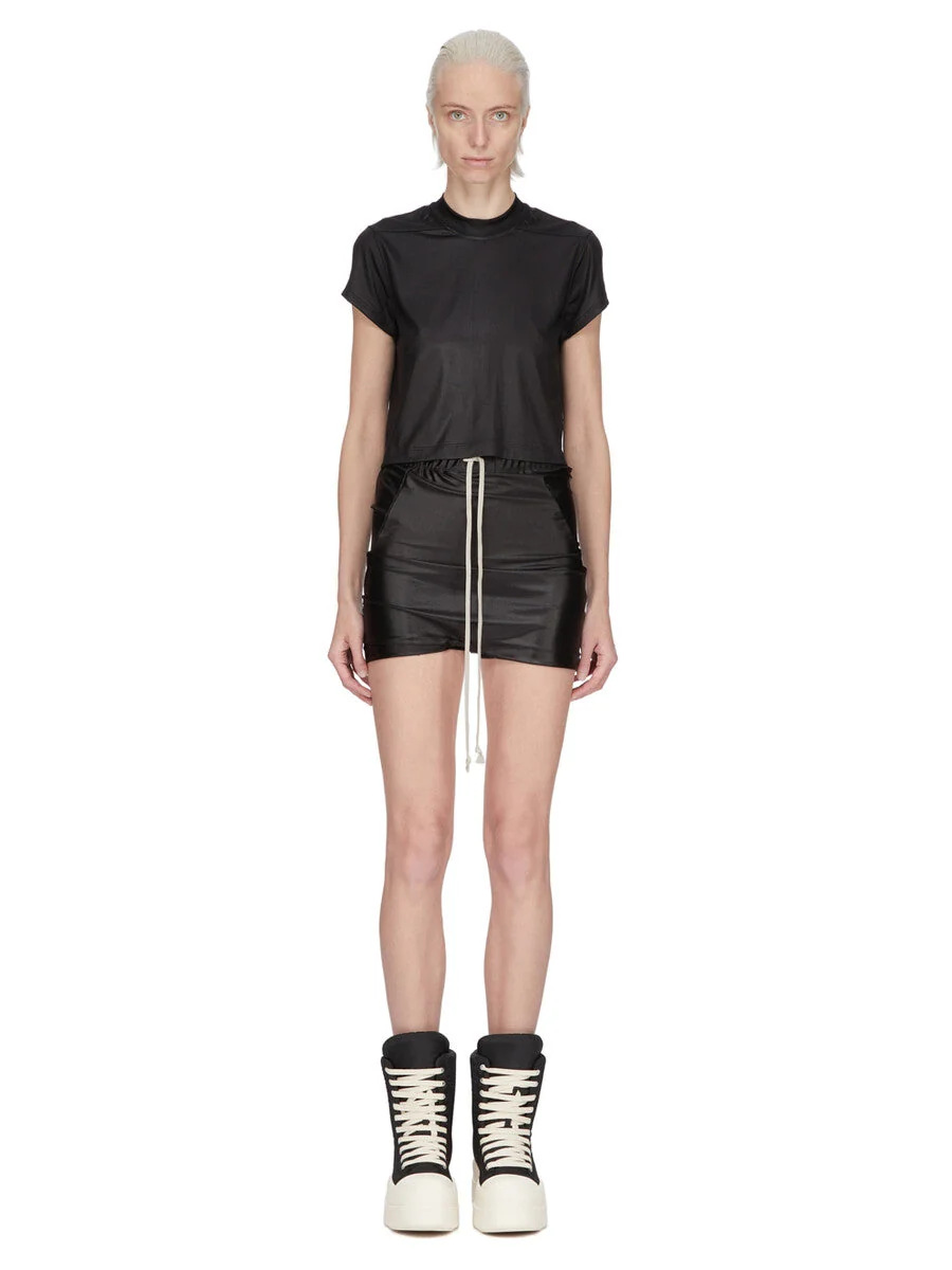 Rick Owens Drkshdw T-Shirt Mini Shorts with Drawstring Waist and Double-Layer Side Pockets
