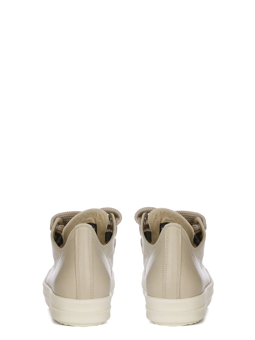 Rick Owens Low Leather Sneakers with Round Toe and Front Lace-Up Fastening - Image 4