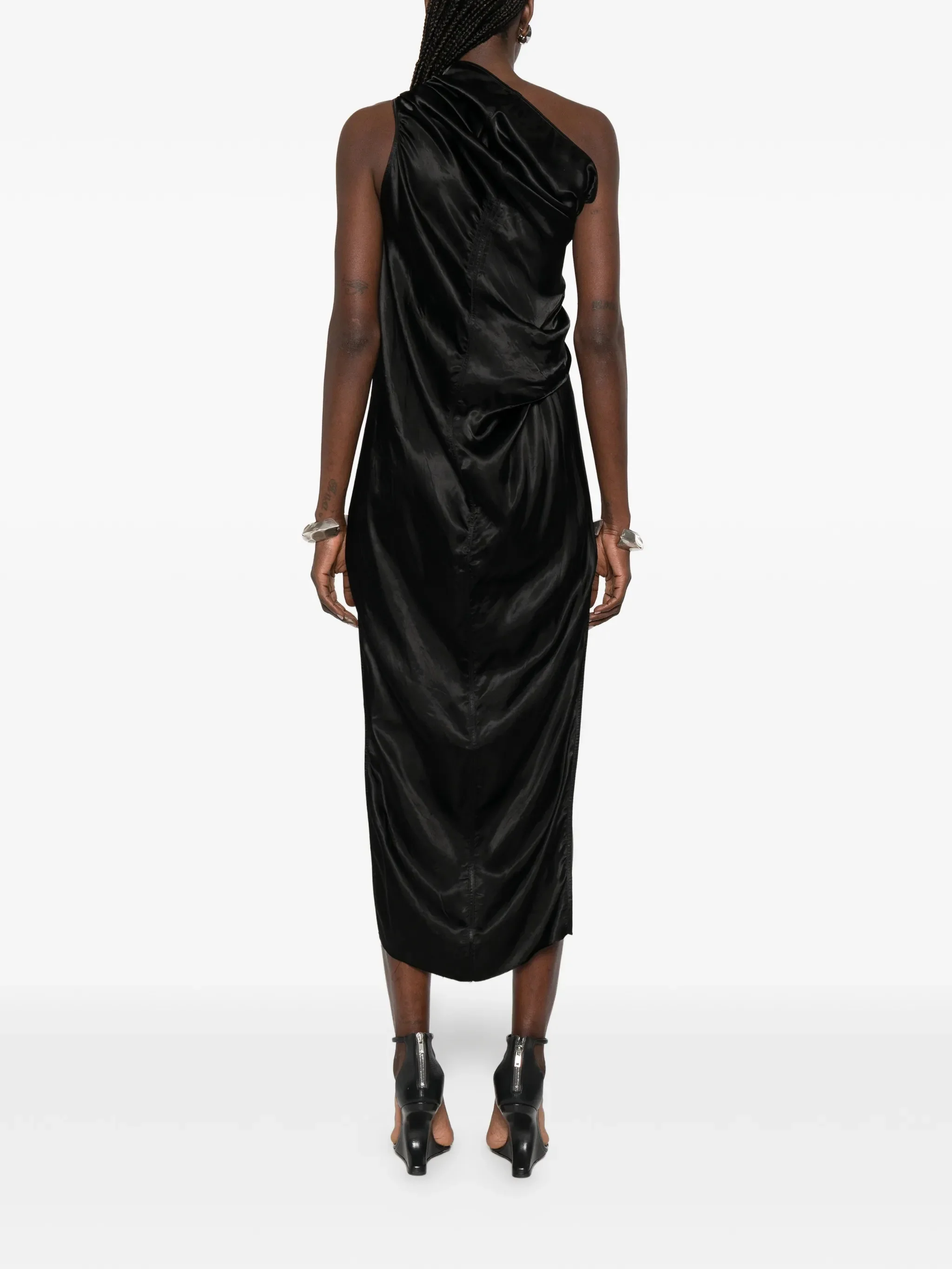 Rick Owens One-Shoulder Sleeveless Dress with Side Slits and Draped Detail (Size 40) - Image 4