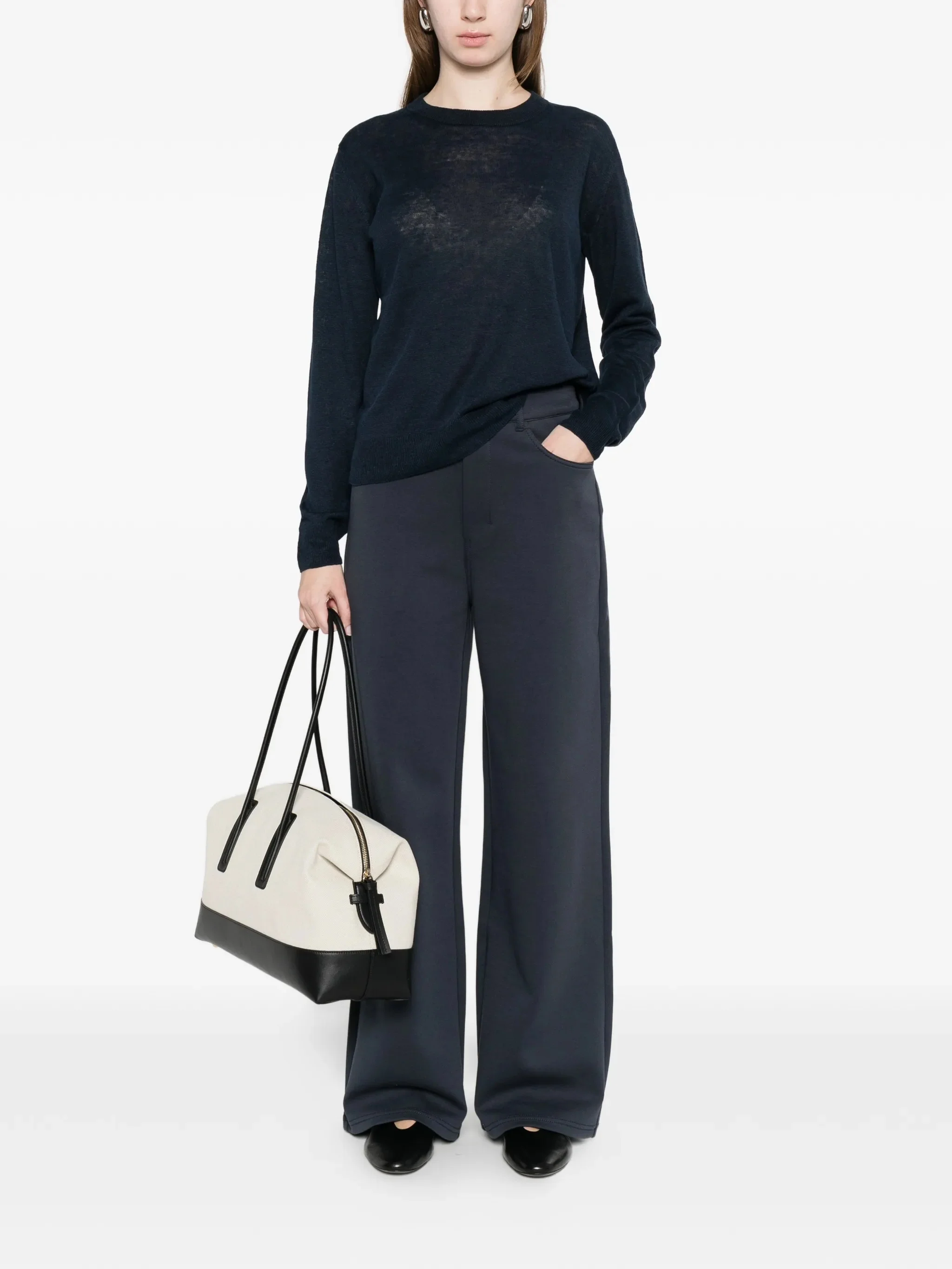 's Max Mara Cotton-Blend T-Shirt Trousers with Zip and Button Closure - Image 2