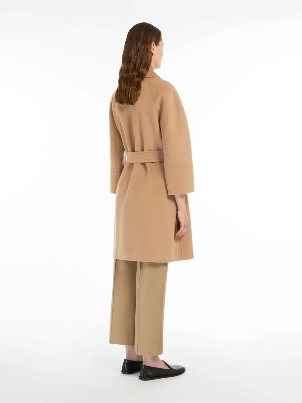 's Max Mara Wide-Fit Virgin Wool Wrap Coat with Small Lapel Collar & Kimono Sleeves - Image 4