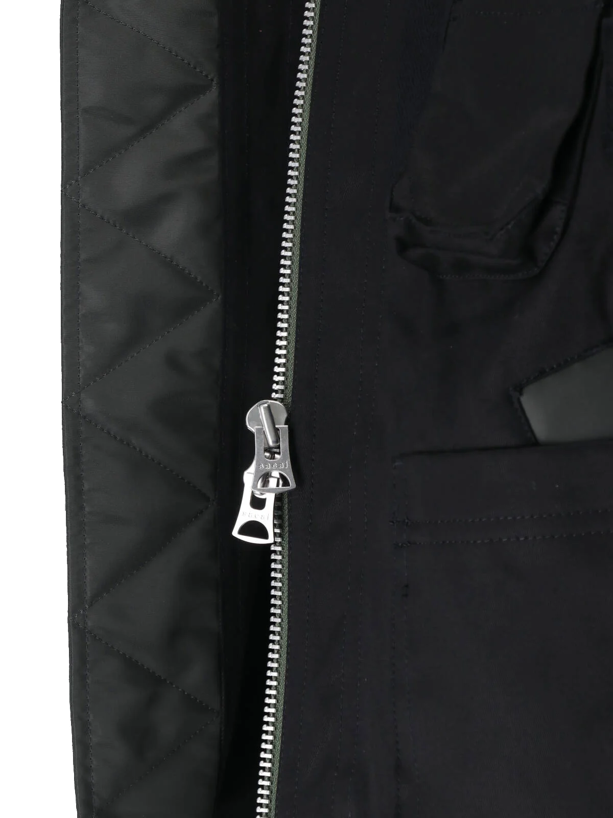 Sacai Engineered Panel Cotton Jacket with Nylon, Cowhide & Knit Trim - Image 5
