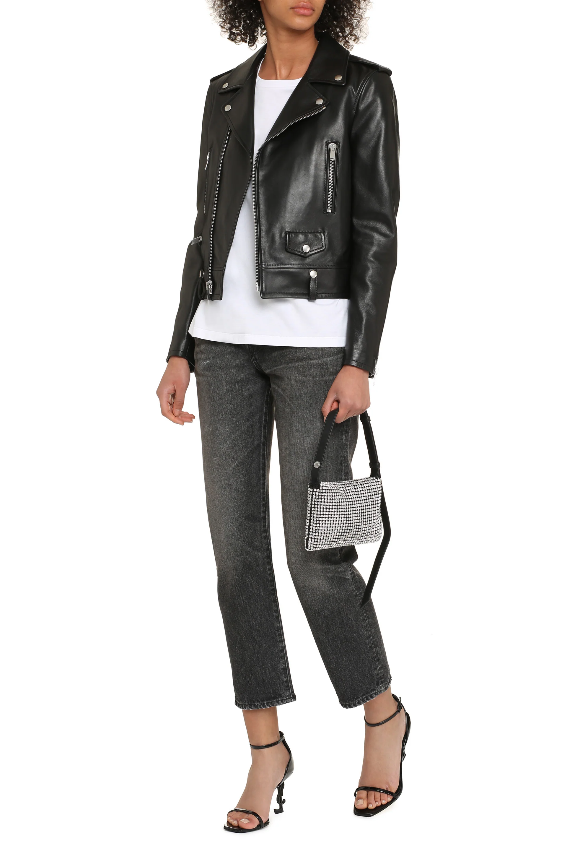 Saint Laurent Asymmetric Lamb Leather Biker Jacket - Image 3