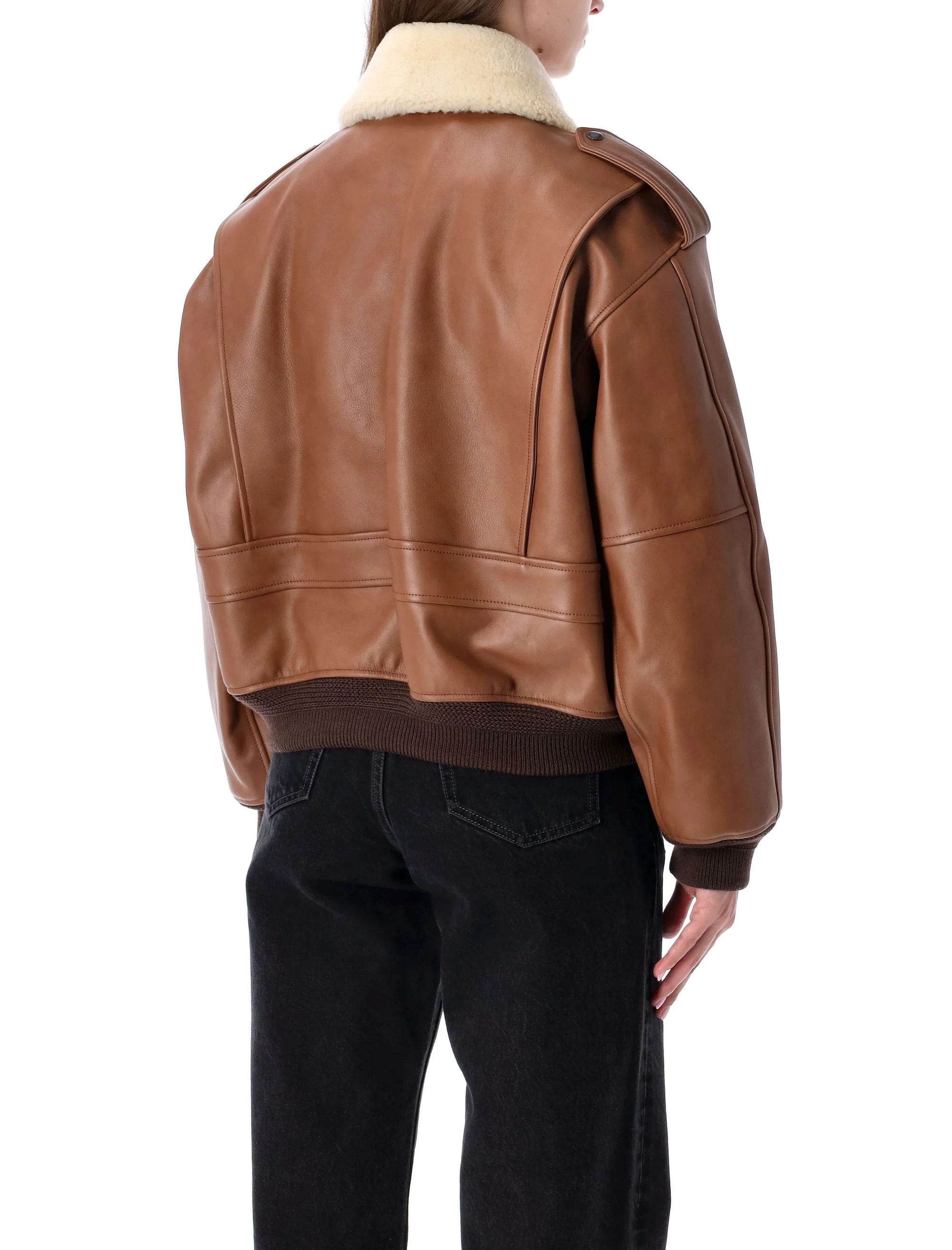 Saint Laurent Bomber Jacket in Grained Leather and Shearling - Image 2