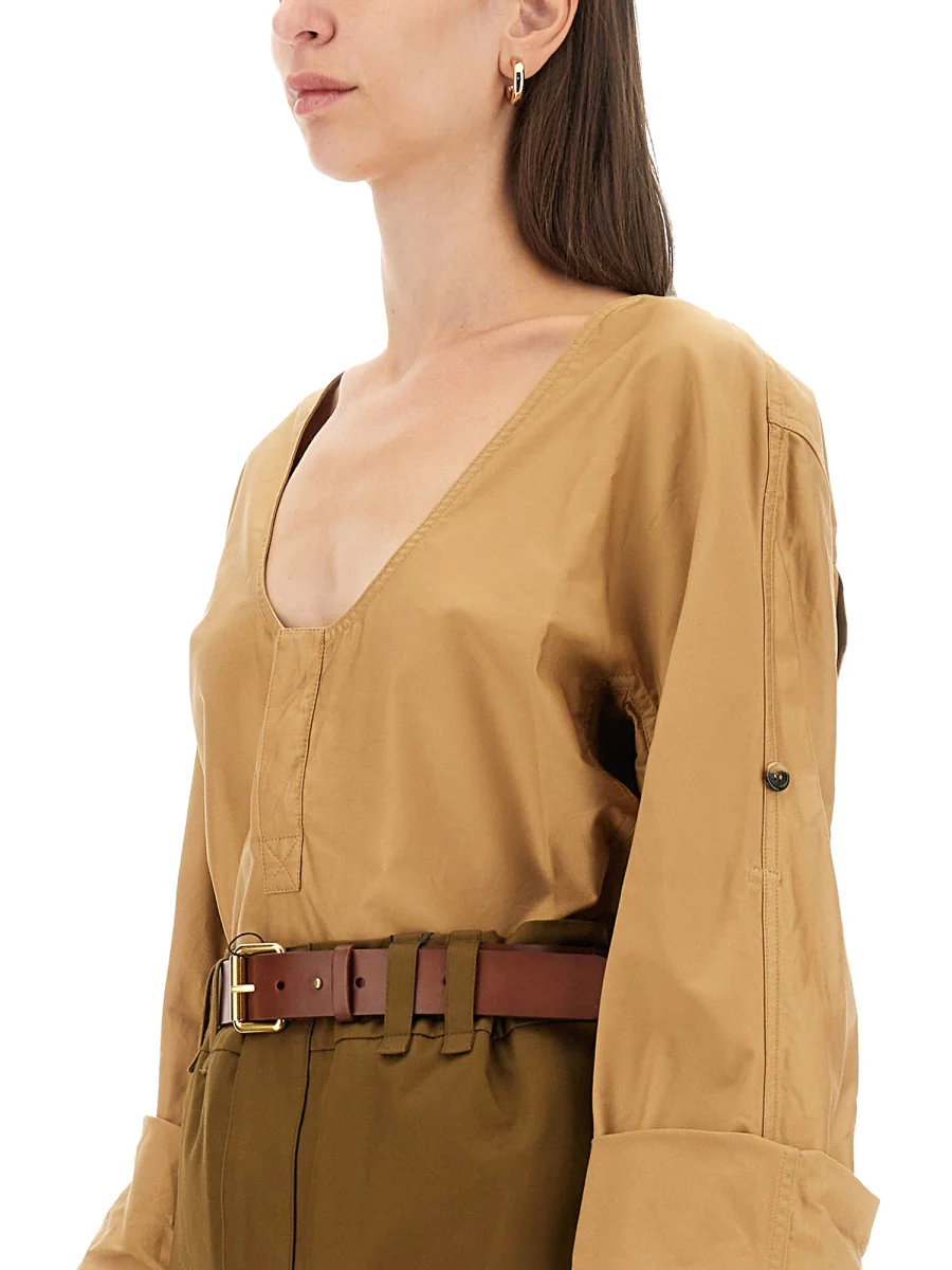 SAINT LAURENT Henley U-neck Blouse - Image 4