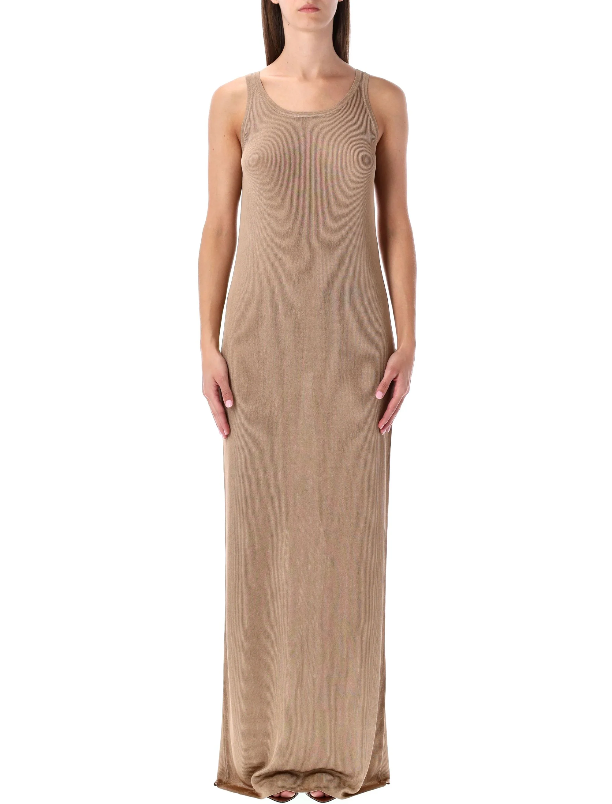 Saint Laurent Long Tank Dress in Rib Knit Woman