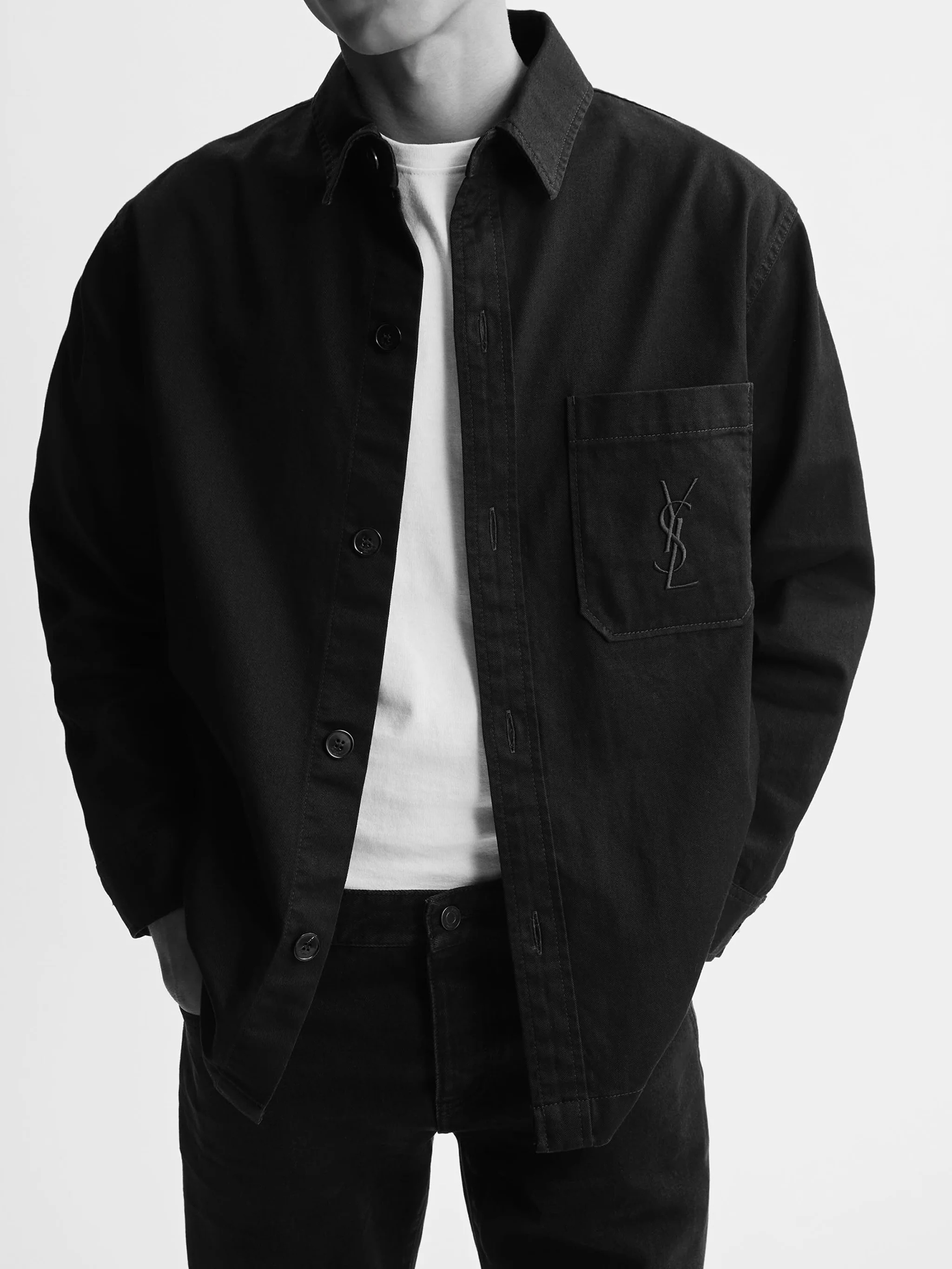 Saint Laurent Men's Cotton Lined Button-Up Jacket - Size L - Image 3