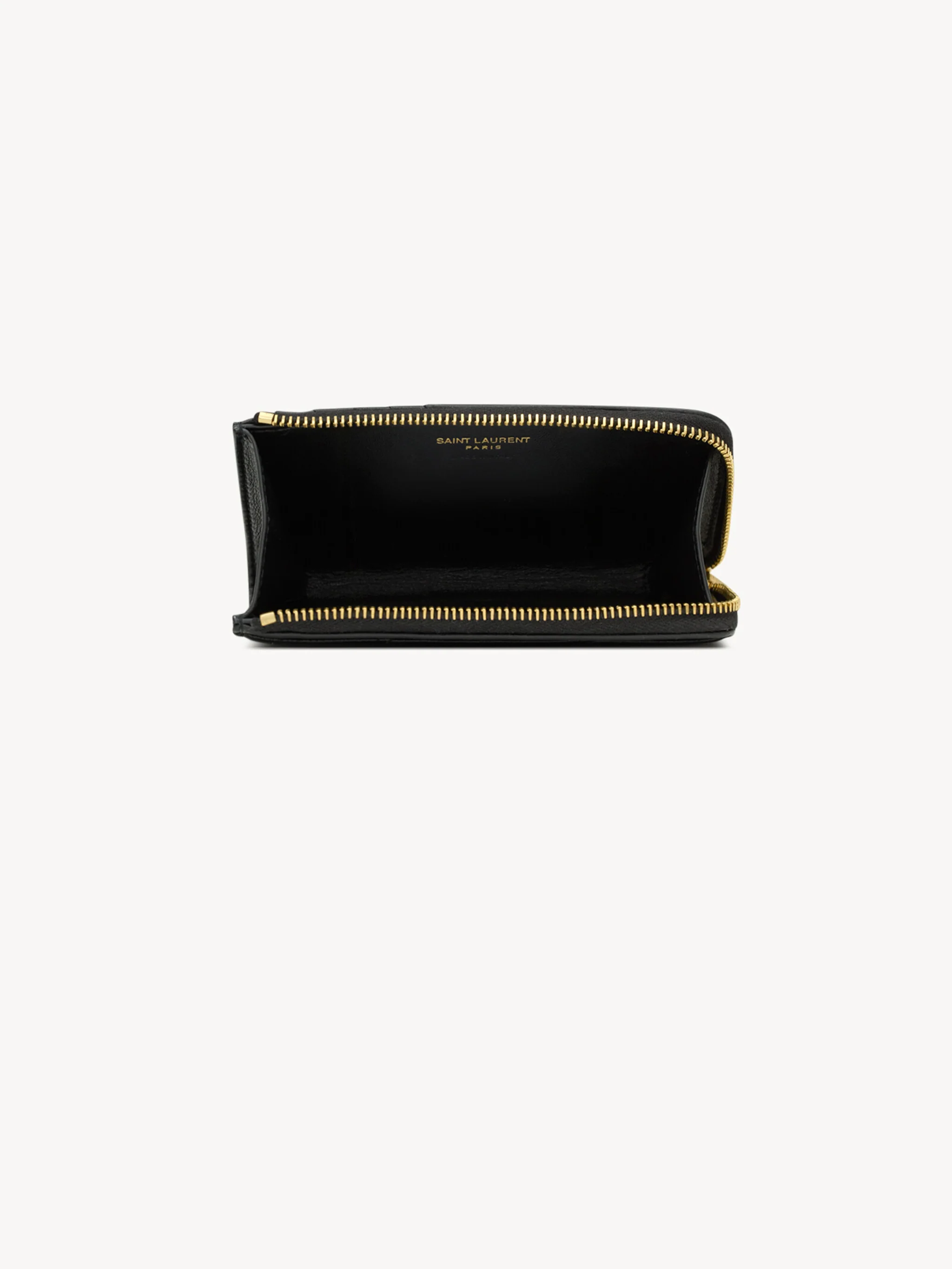 Saint Laurent Mini Leather Wallet with Zip Closure and Bronze-Tone Hardware, 13 x 8 x 2 cm, Six Card Slots - Image 4