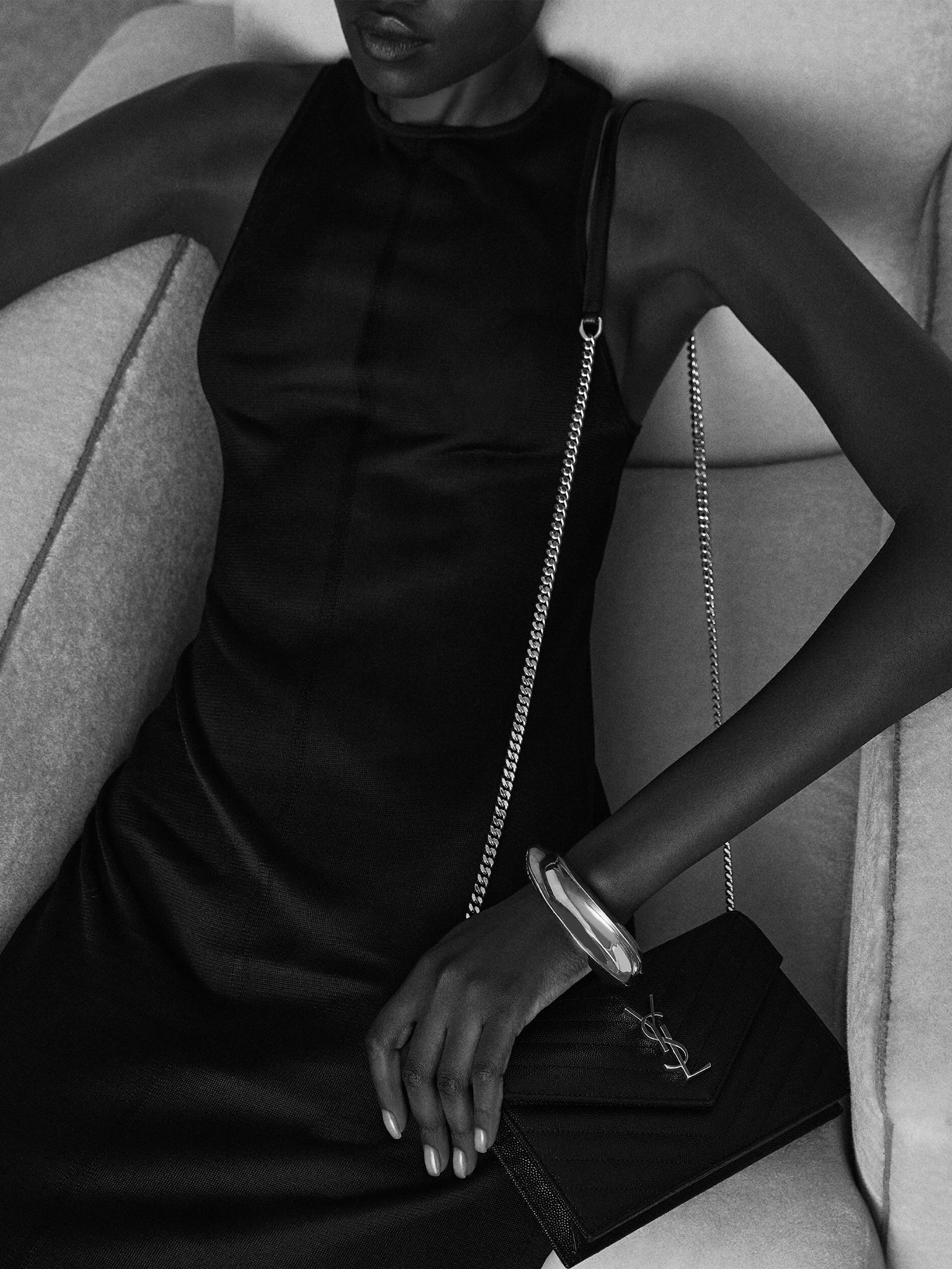 Saint Laurent Mini Snap Button Chain Bag - Compact Elegance - Image 4