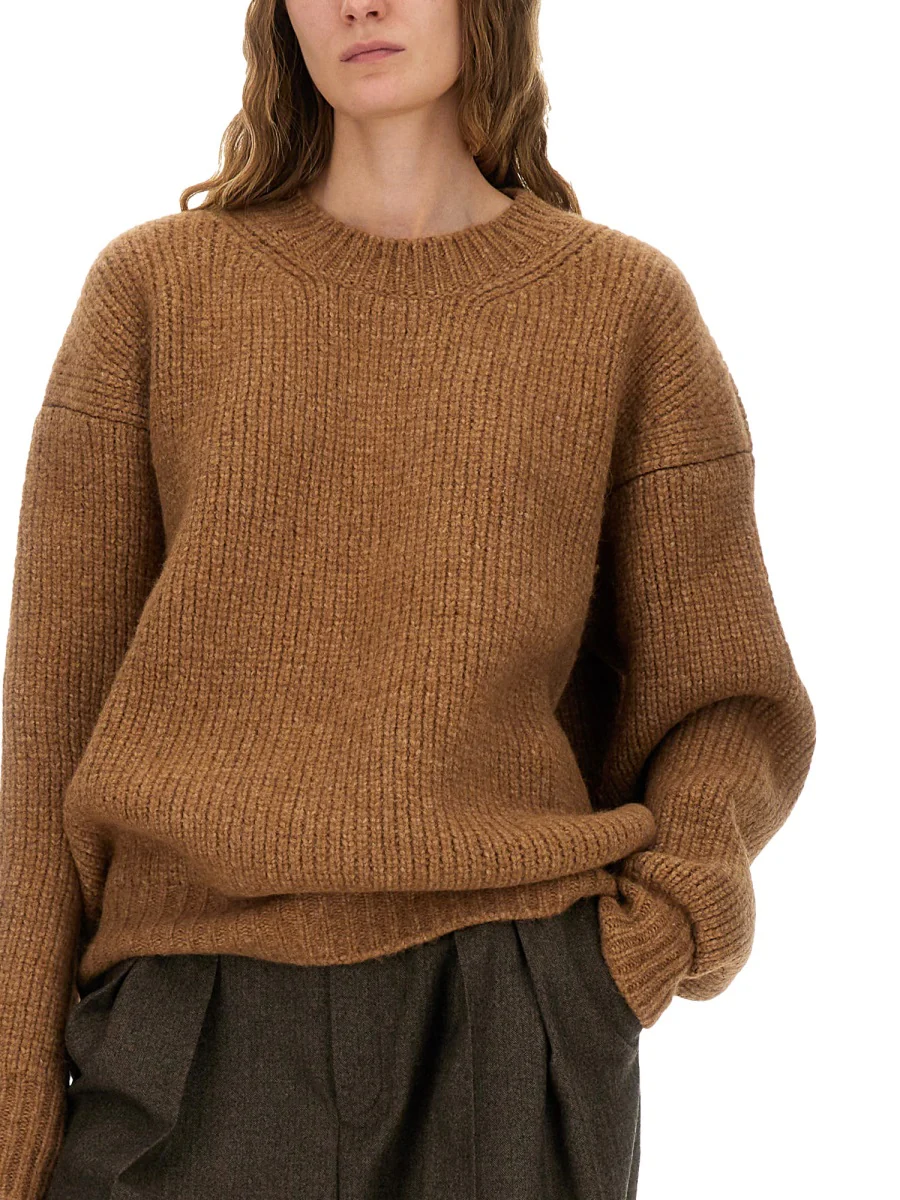 SAINT LAURENT Oversized Chunky Knit Sweater Made with Certified Alpaca, Featuring a Round Neck, Drop Shoulders, and Ribbed Trims - Image 4