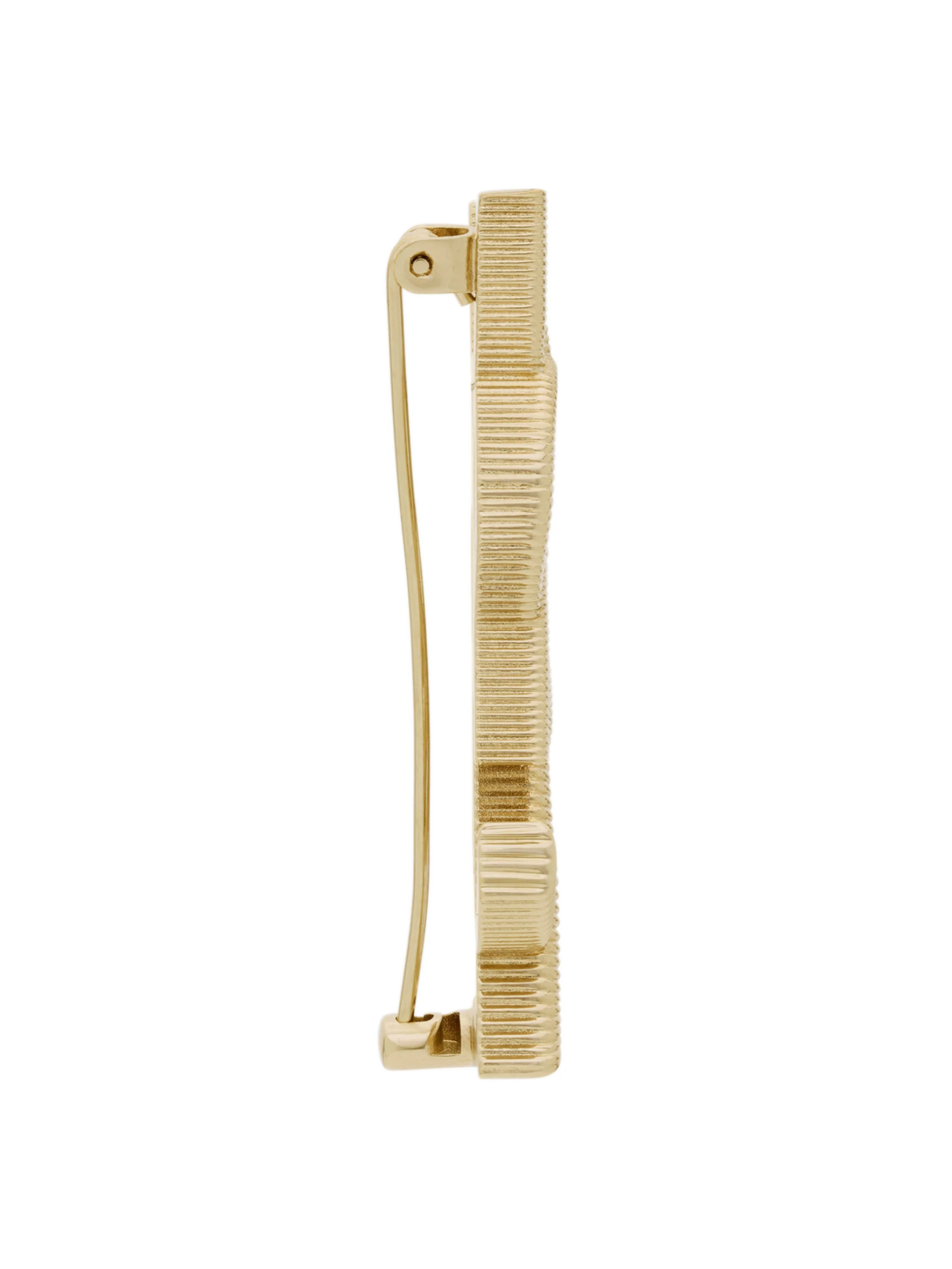 Saint Laurent Pin Clasp with Safety Hook, Wrapped Cord Texture, 5.2 x 2.4 cm Mini Brass - Image 3