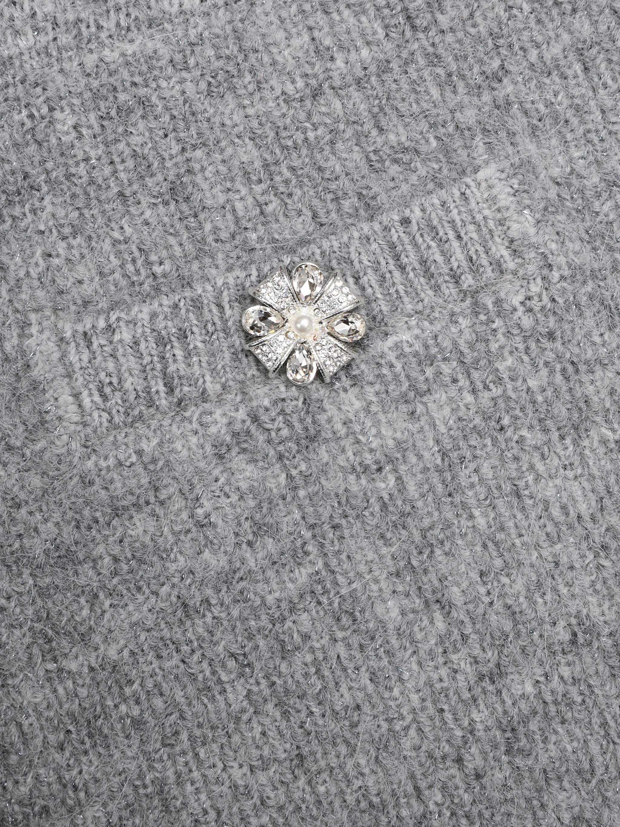 Self-portrait Jewel-Button Knit Mini Skirt with Elastic Waist - Image 5