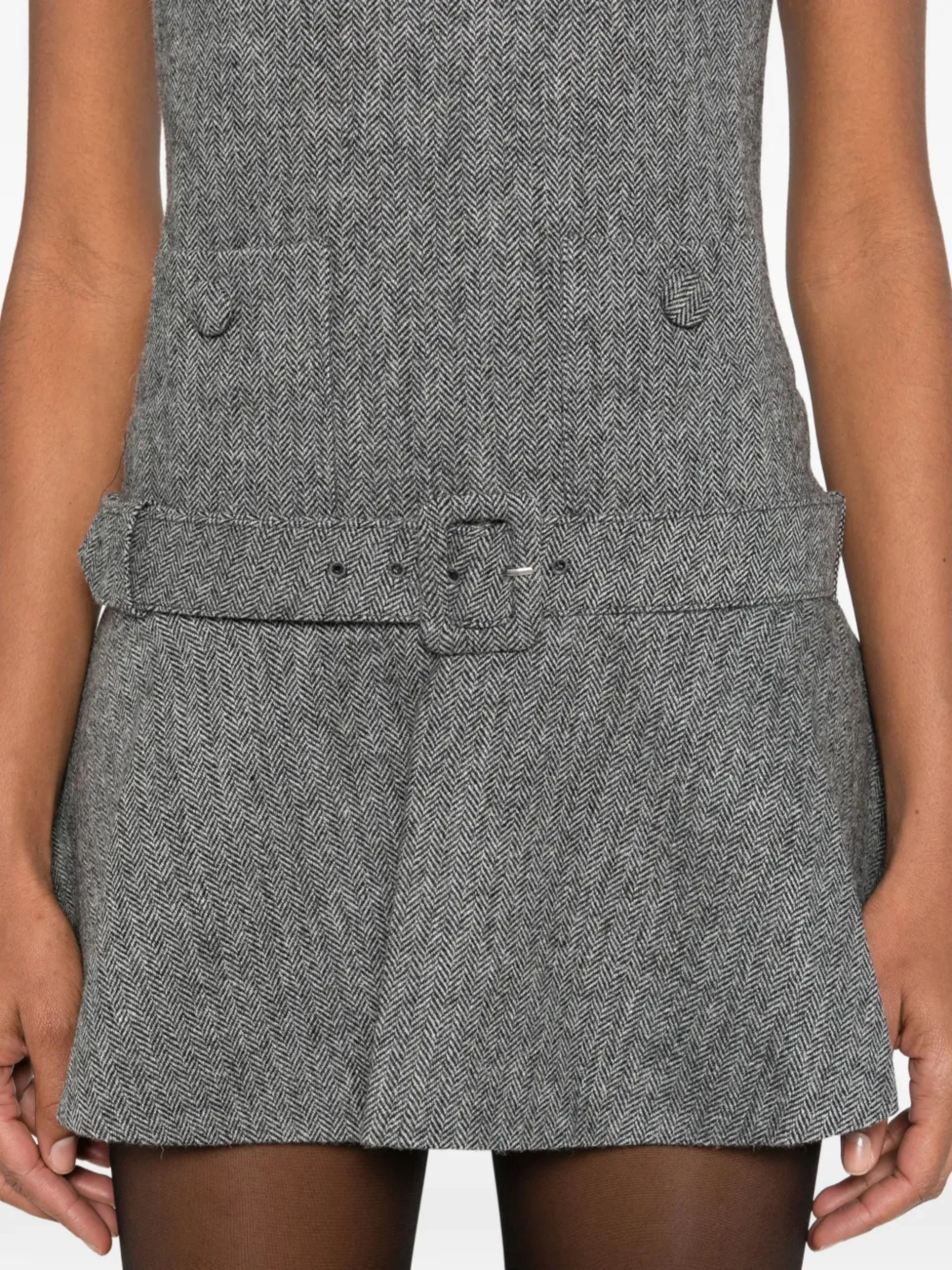 Self-portrait SELF PORTRAIT Herringbone Buckled Mini Dress - Image 4