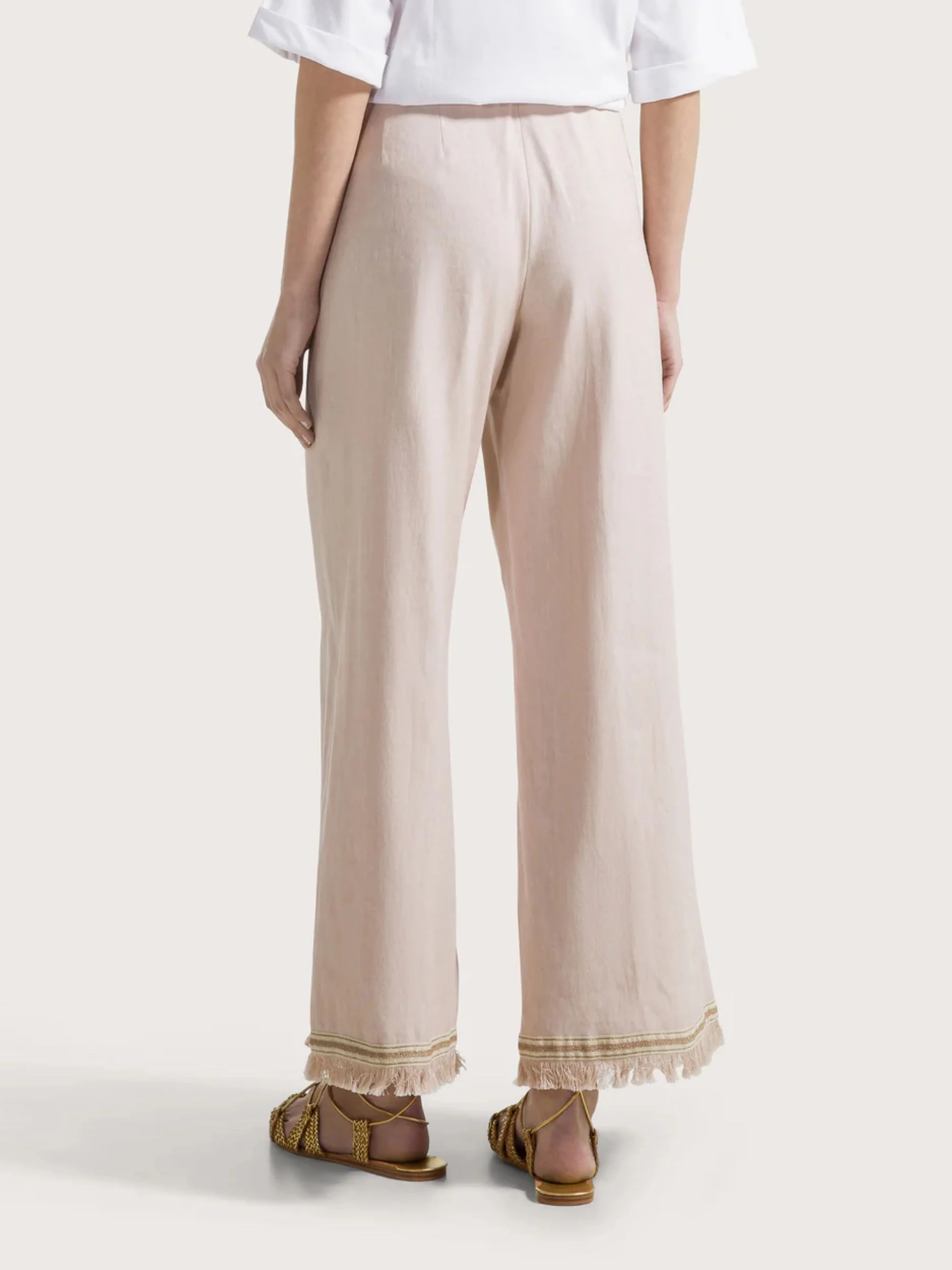 Seventy Linen Fringed Hem Elasticated Waistband Trousers - Image 3