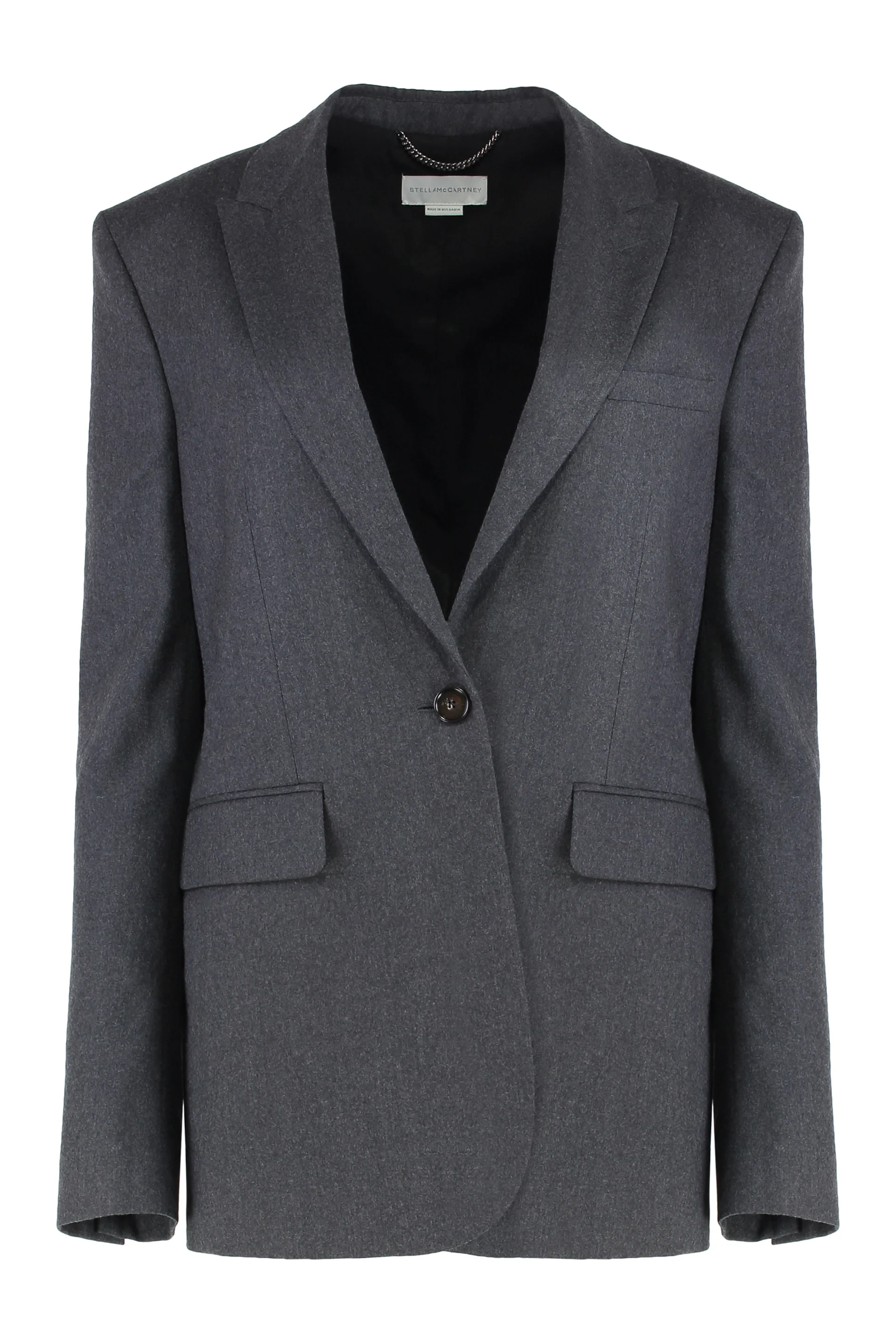Stella McCartney Single-Breasted One-Button Wool Jacket with Lapel Collar