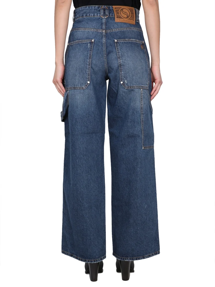 STELLA McCARTNEY Workwear Wide-Leg Denim Cargo Jeans - Image 4