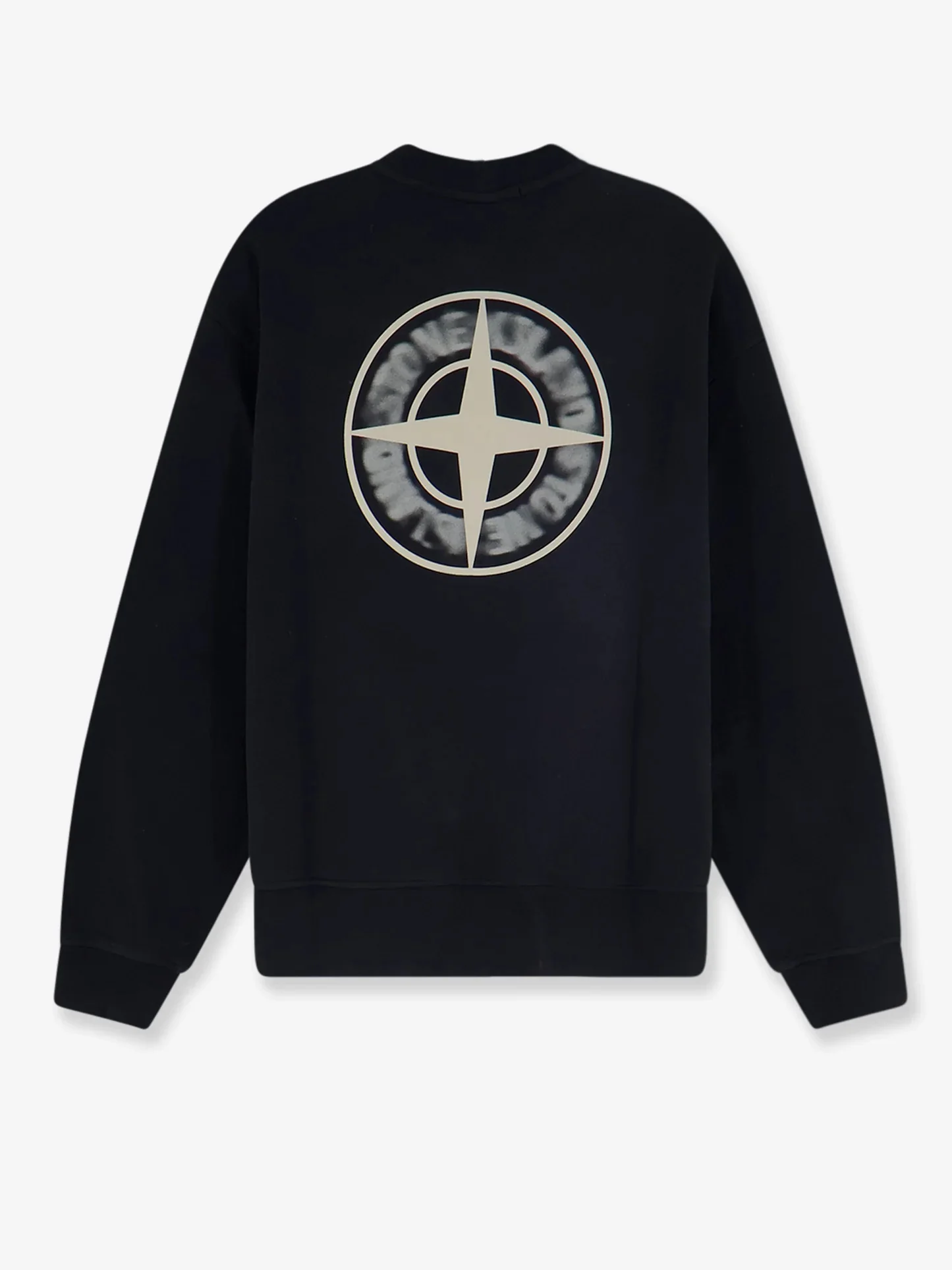 Stone Island-Inspired Cotton Crewneck Sweatshirt with Chest Logo and Back Print - Image 2