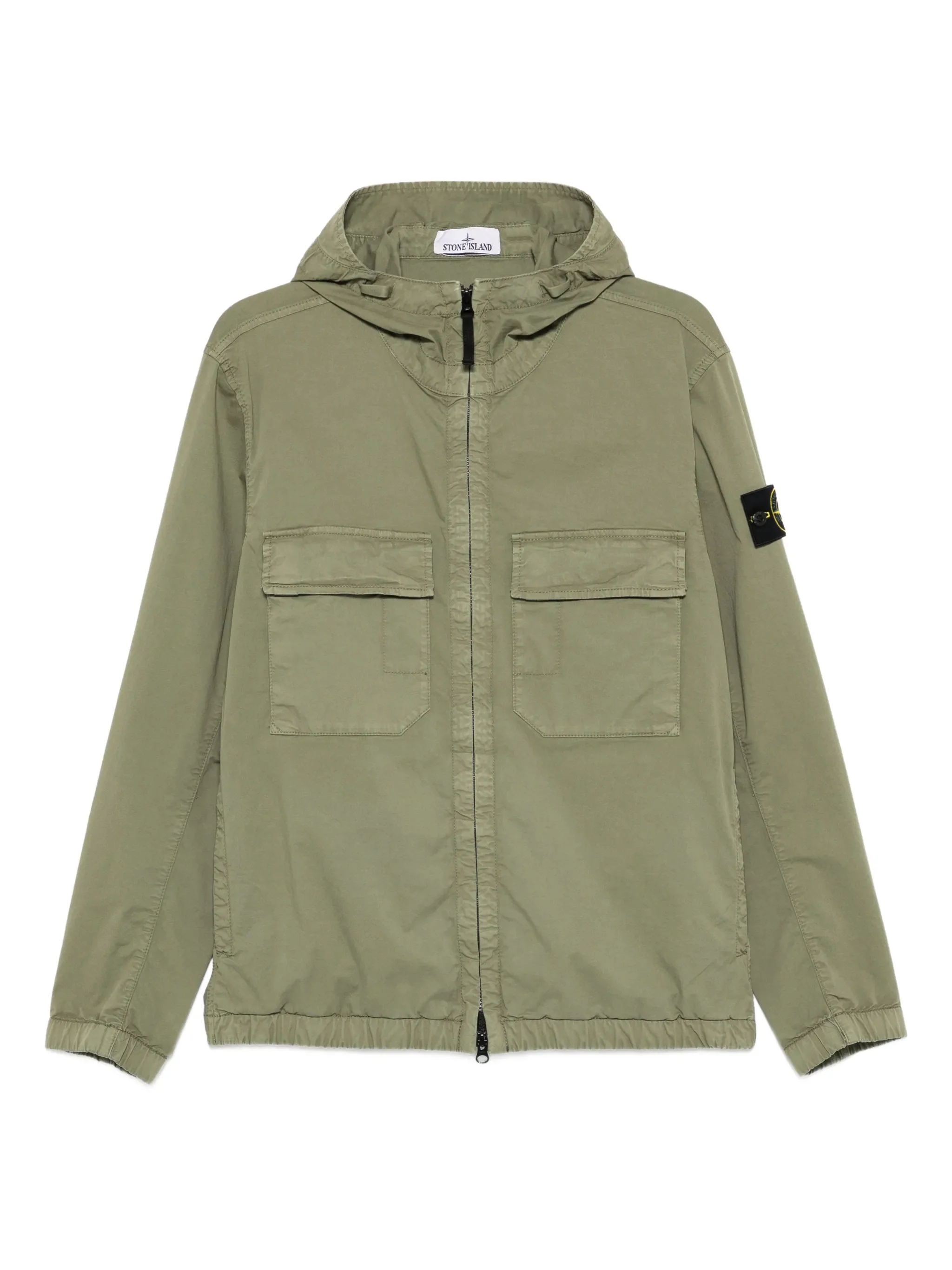 Stone Island Man Hooded Cotton Jacket with Reinforced Contour Drawstring, Chest Pockets & Two-Way Zip