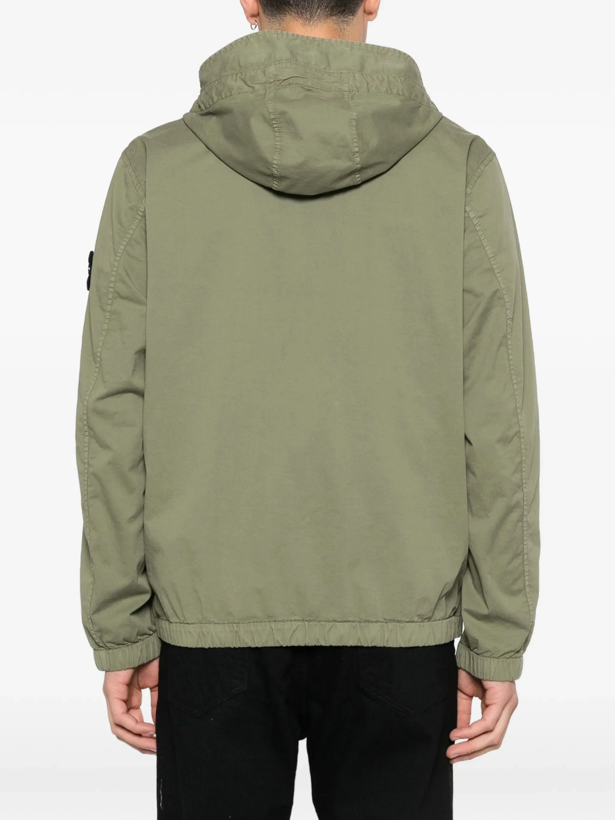 Stone Island Man Hooded Cotton Jacket with Reinforced Contour Drawstring, Chest Pockets & Two-Way Zip - Image 4