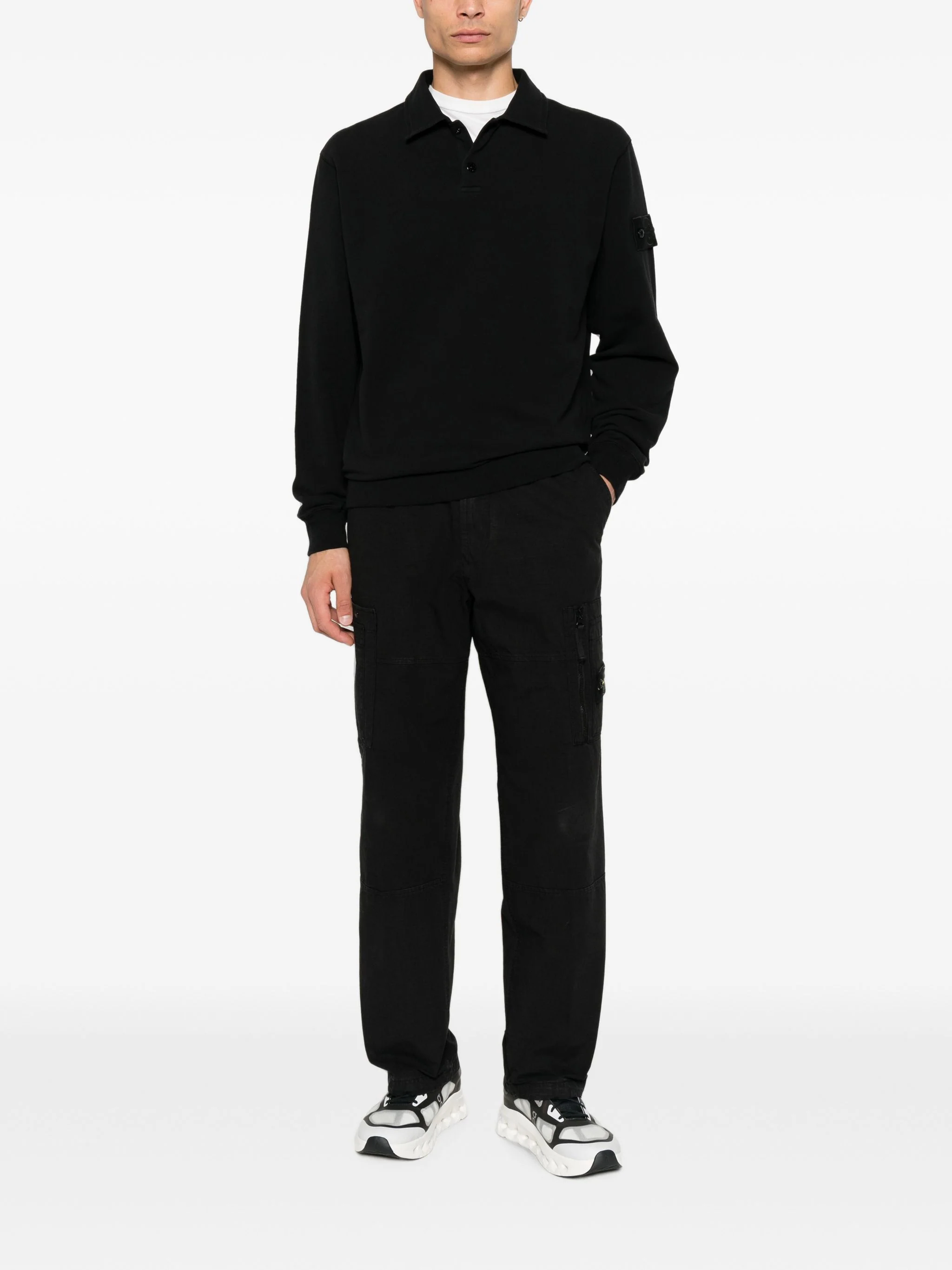 Stone Island Men's Button-Up Logo-Patch Polo Shirt - Image 3